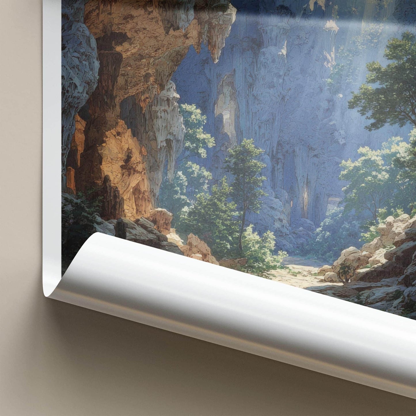 Belum Caves Poster - India Scenic Art - Andhra Pradesh Sunlit Grotto Home Decor