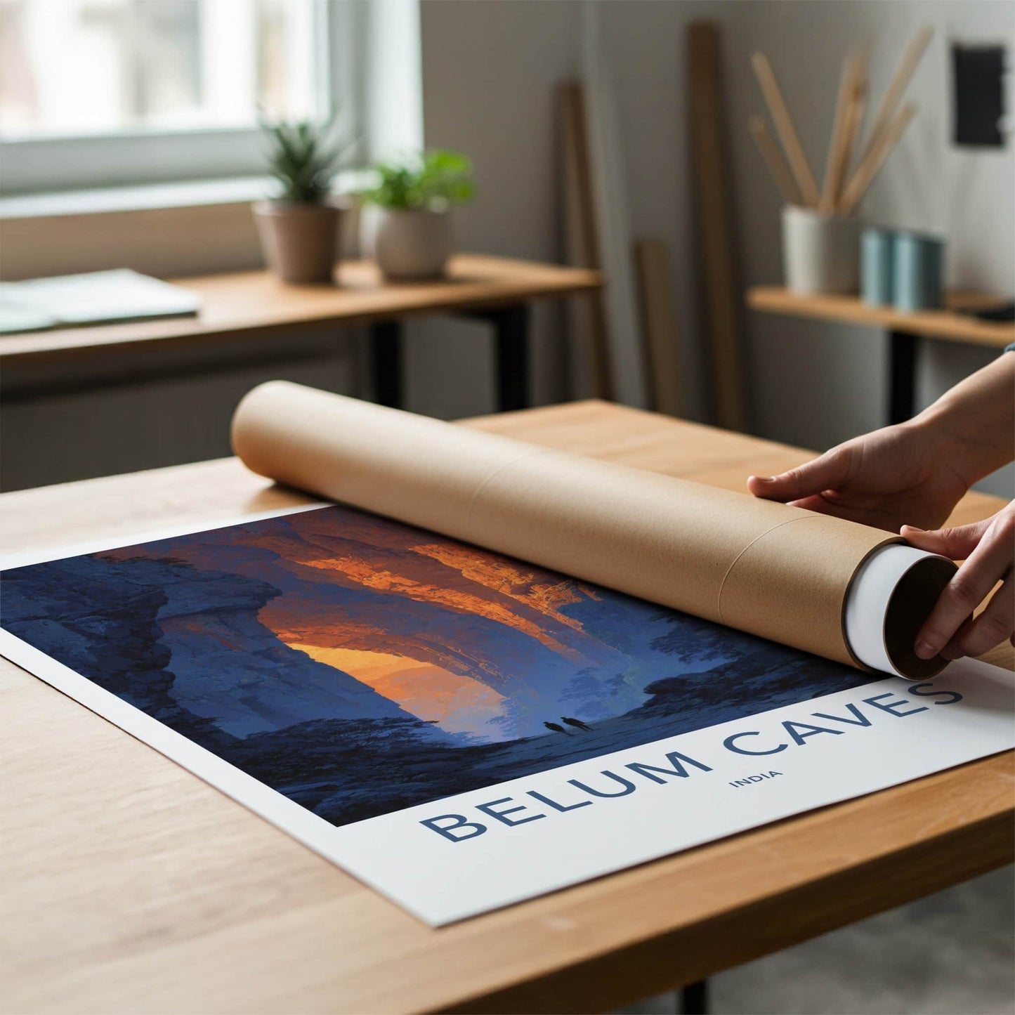 Belum Caves Poster - India Sunlit Gorge Walk Gallery Art