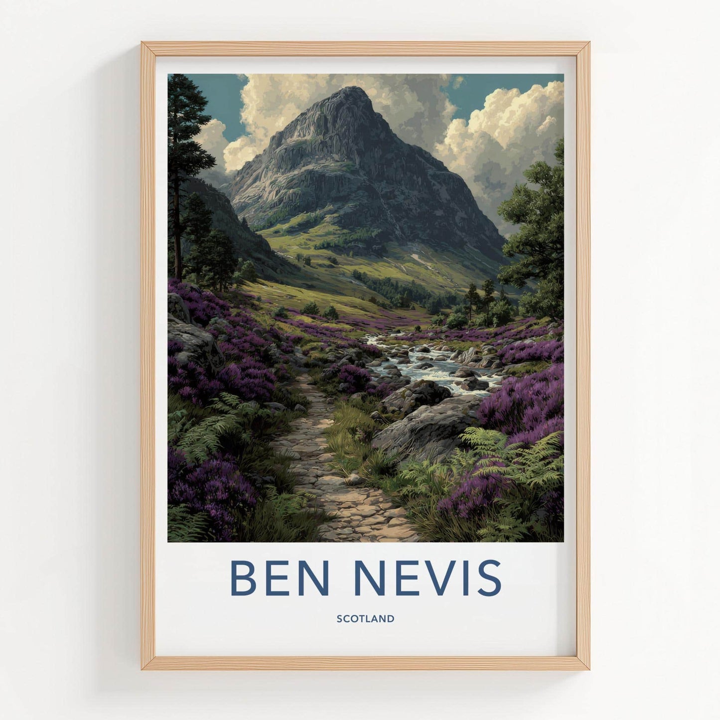 Ben Nevis Poster - Scotland Scenic Art - Heather River Valley Wall Decor