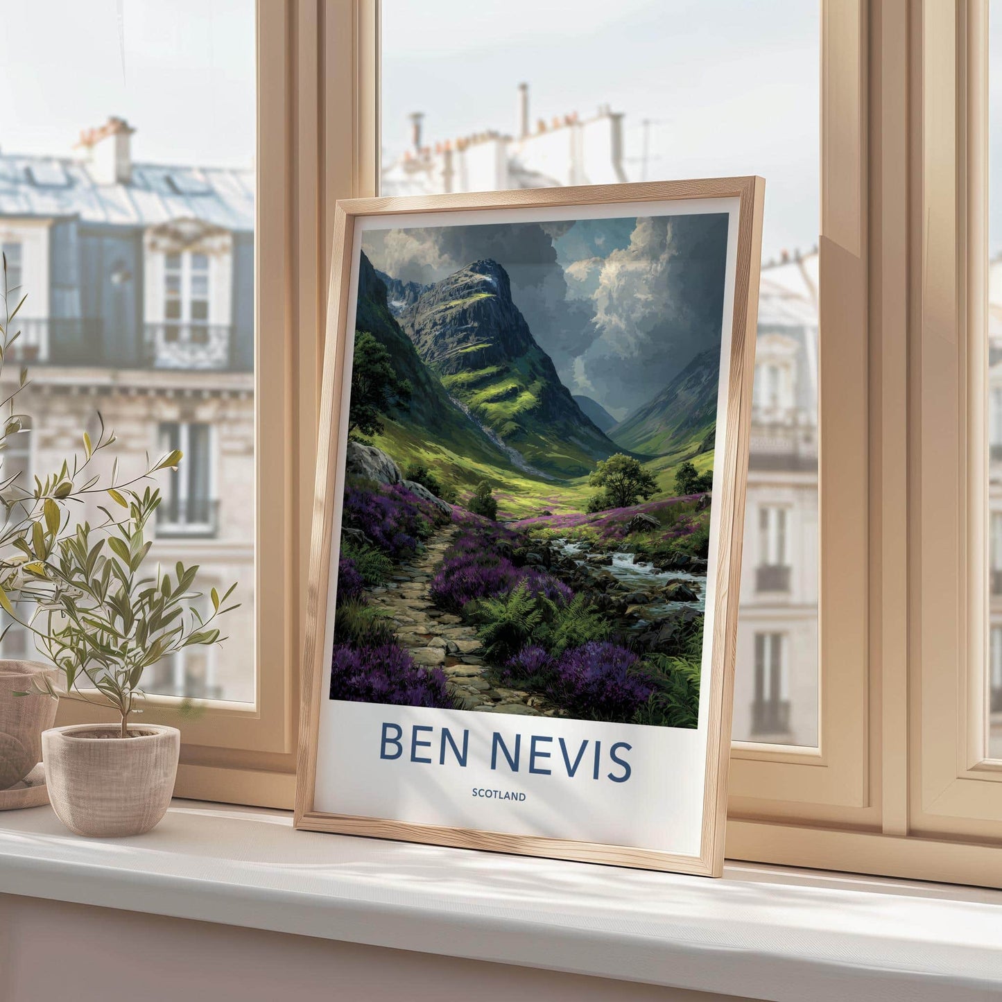 Ben Nevis Poster - Scotland Scenic Art - Heather Valley Stream Home Decor