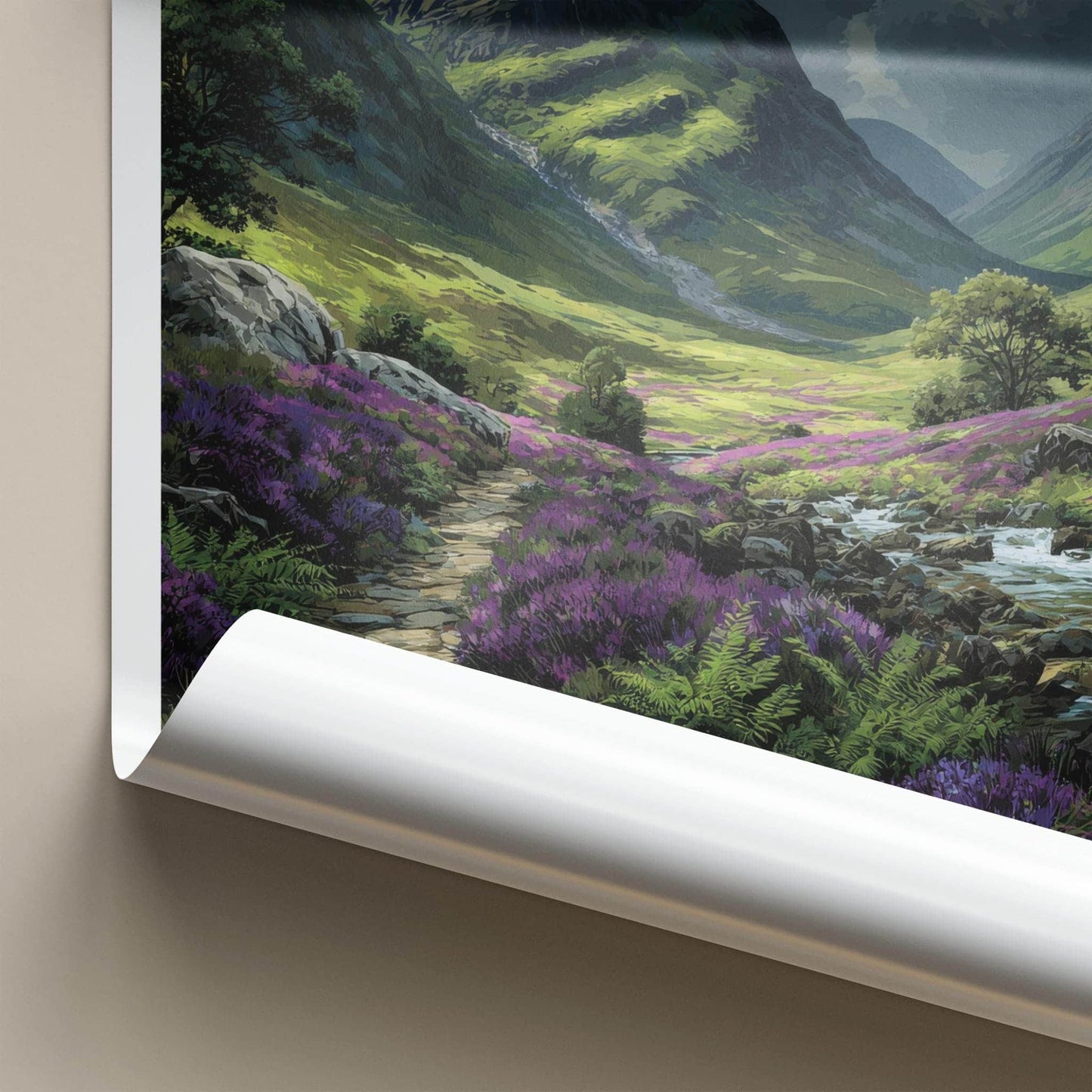 Ben Nevis Poster - Scotland Scenic Art - Heather Valley Stream Home Decor