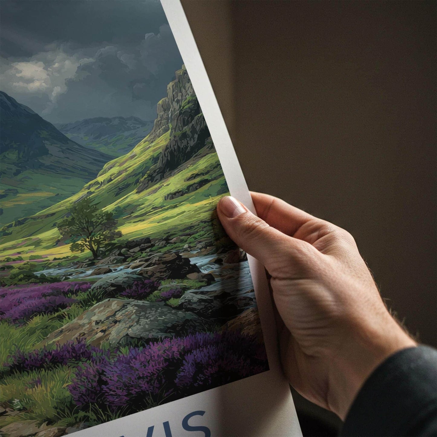 Ben Nevis Poster - Scotland Scenic Art - Vibrant heather path Home Decor