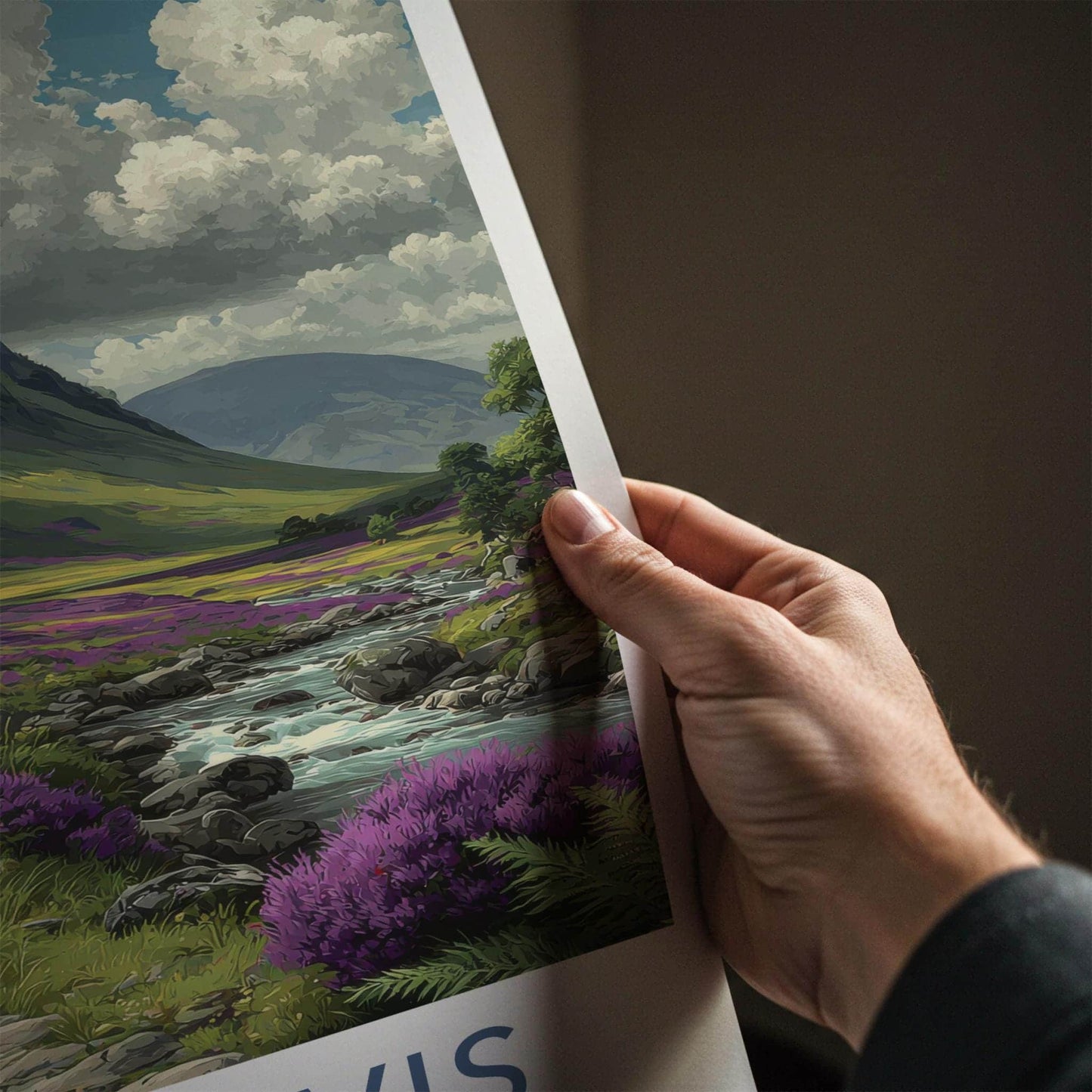 Ben Nevis Poster - Scotland Travel Art - Mountain Path Heather Wall Decor