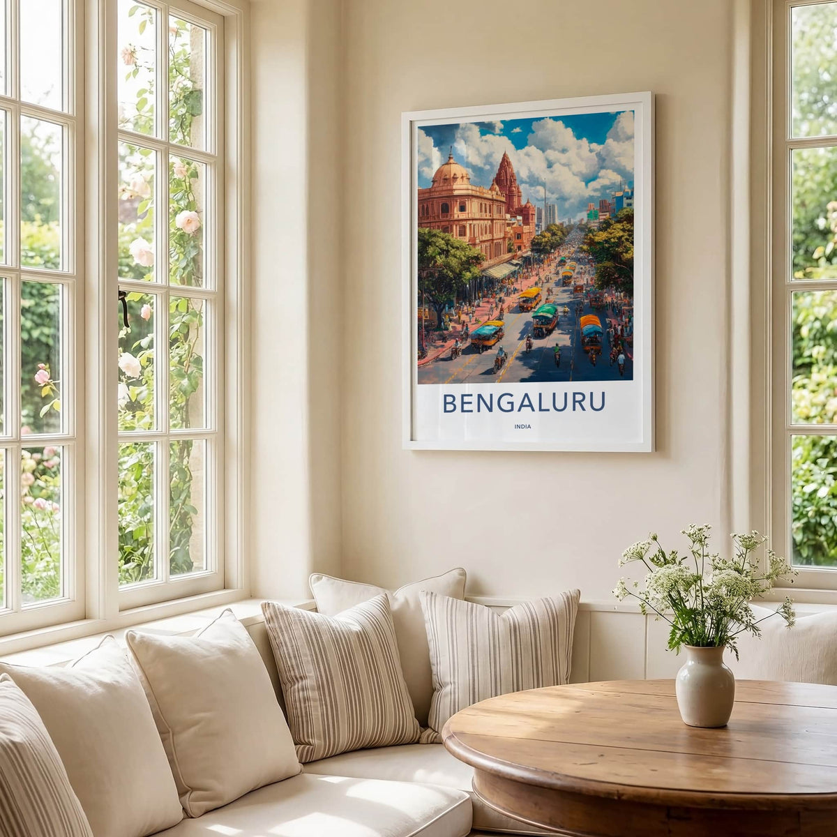Bengaluru Poster - India Framed Print - Karnataka Busy Street Lounge Decor