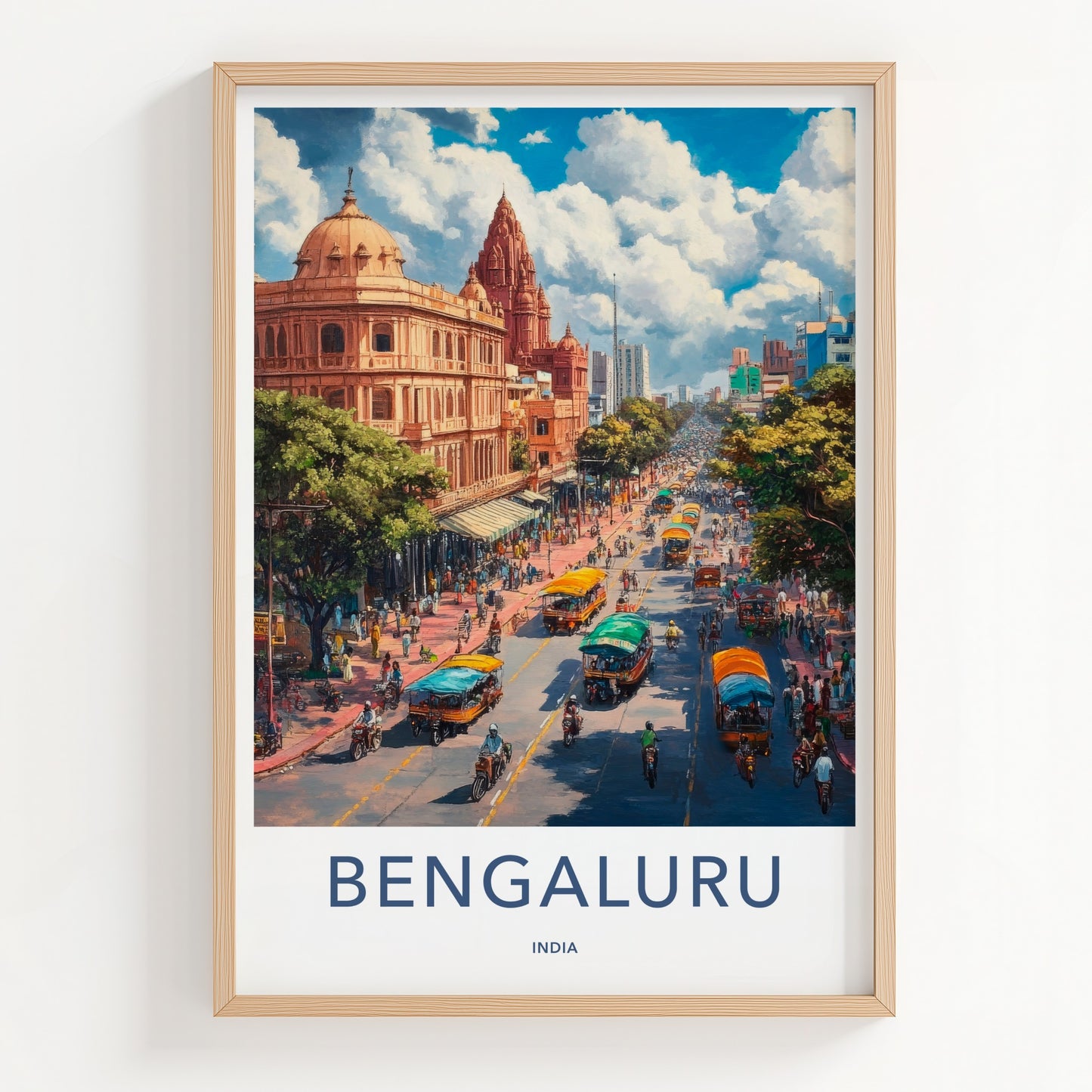 Bengaluru Poster - India Framed Print - Karnataka Busy Street Lounge Decor
