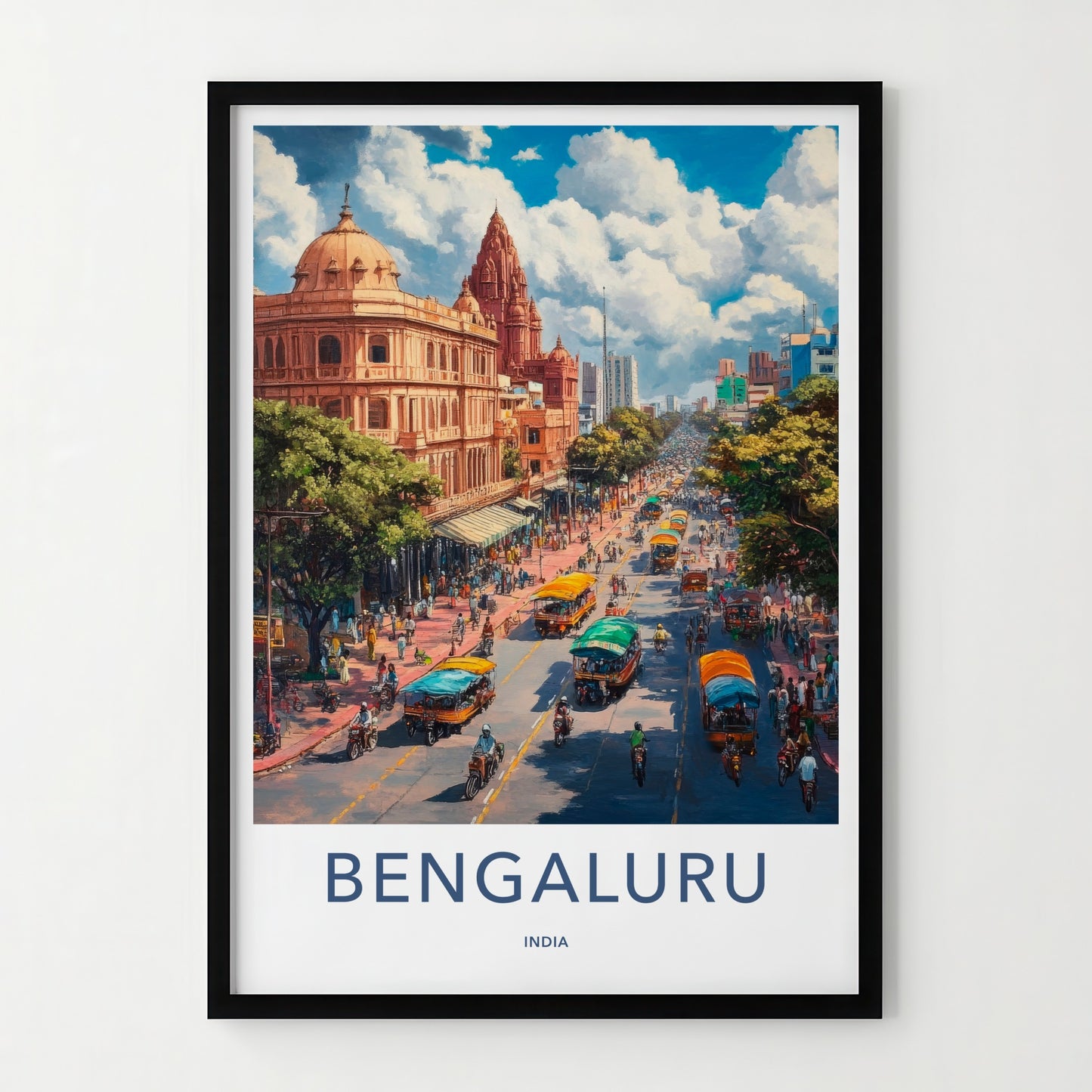 Bengaluru Poster - India Framed Print - Karnataka Busy Street Lounge Decor