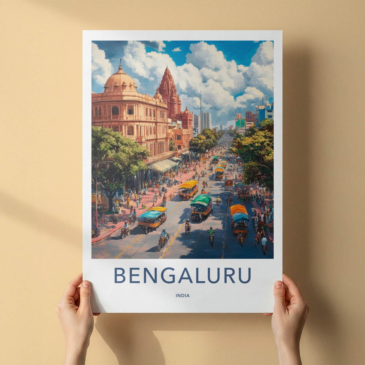 Bengaluru Poster - India Framed Print - Karnataka Busy Street Lounge Decor