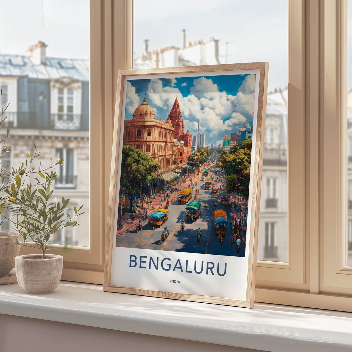 Bengaluru Poster - India Framed Print - Karnataka Busy Street Lounge Decor