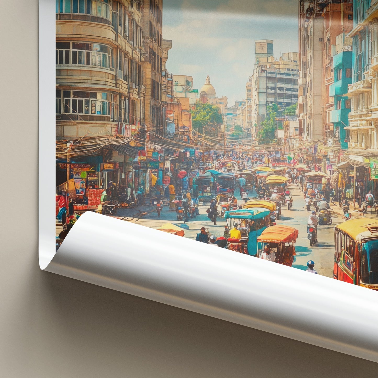 Bengaluru Poster - India Travel Art - Karnataka Busy Street Home Decor