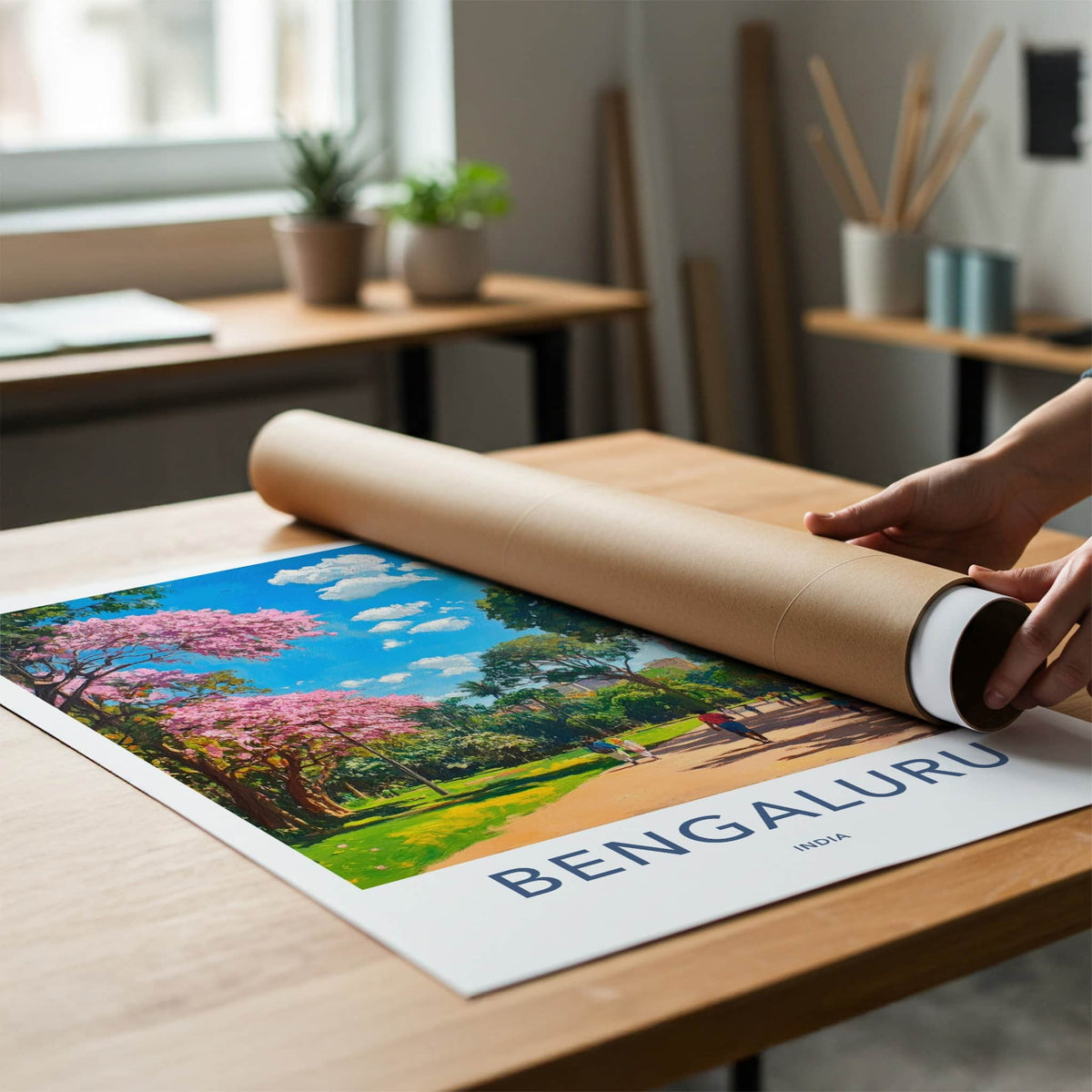 Bengaluru Poster - India Travel Art - Karnataka Lush Park Home Decor