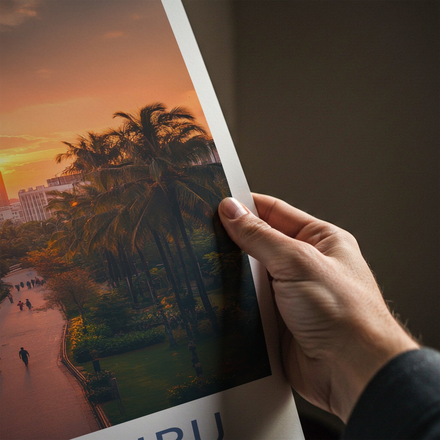 Bengaluru Poster - India Travel Art - Karnataka Sunset Palm Path Home Decor
