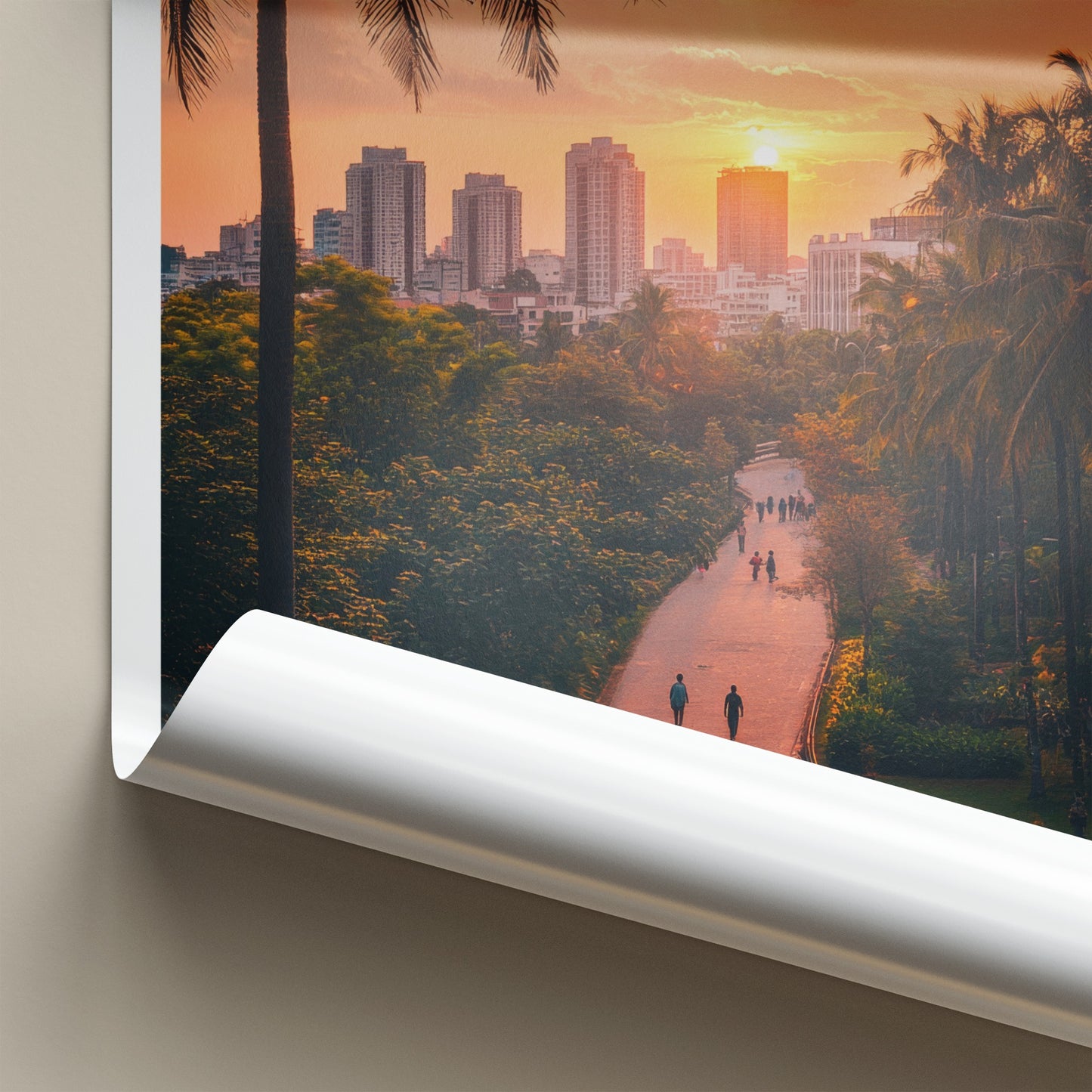 Bengaluru Poster - India Travel Art - Karnataka Sunset Palm Path Home Decor