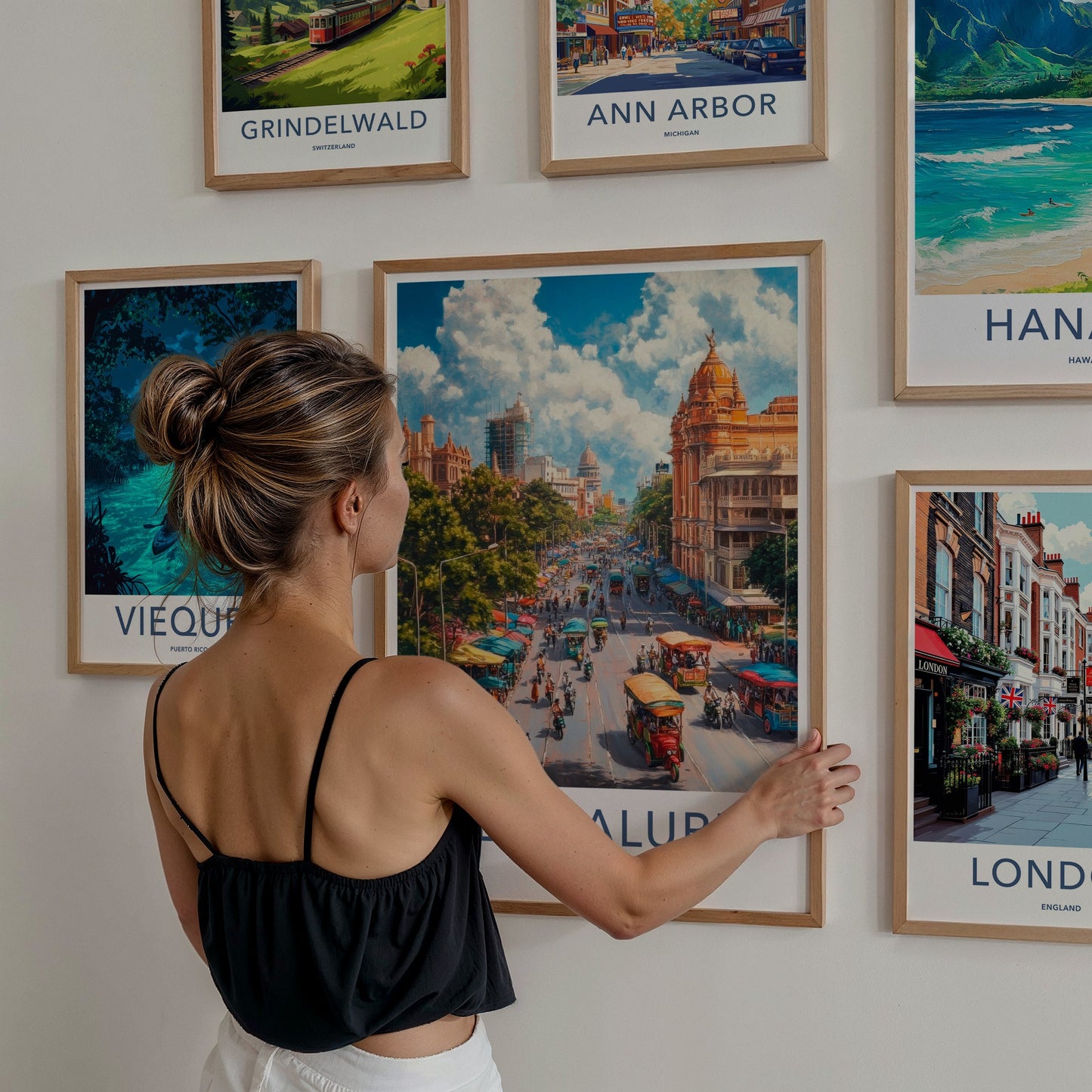 Bengaluru Poster - India Travel Art - Karnataka Vibrant City Life Home Decor