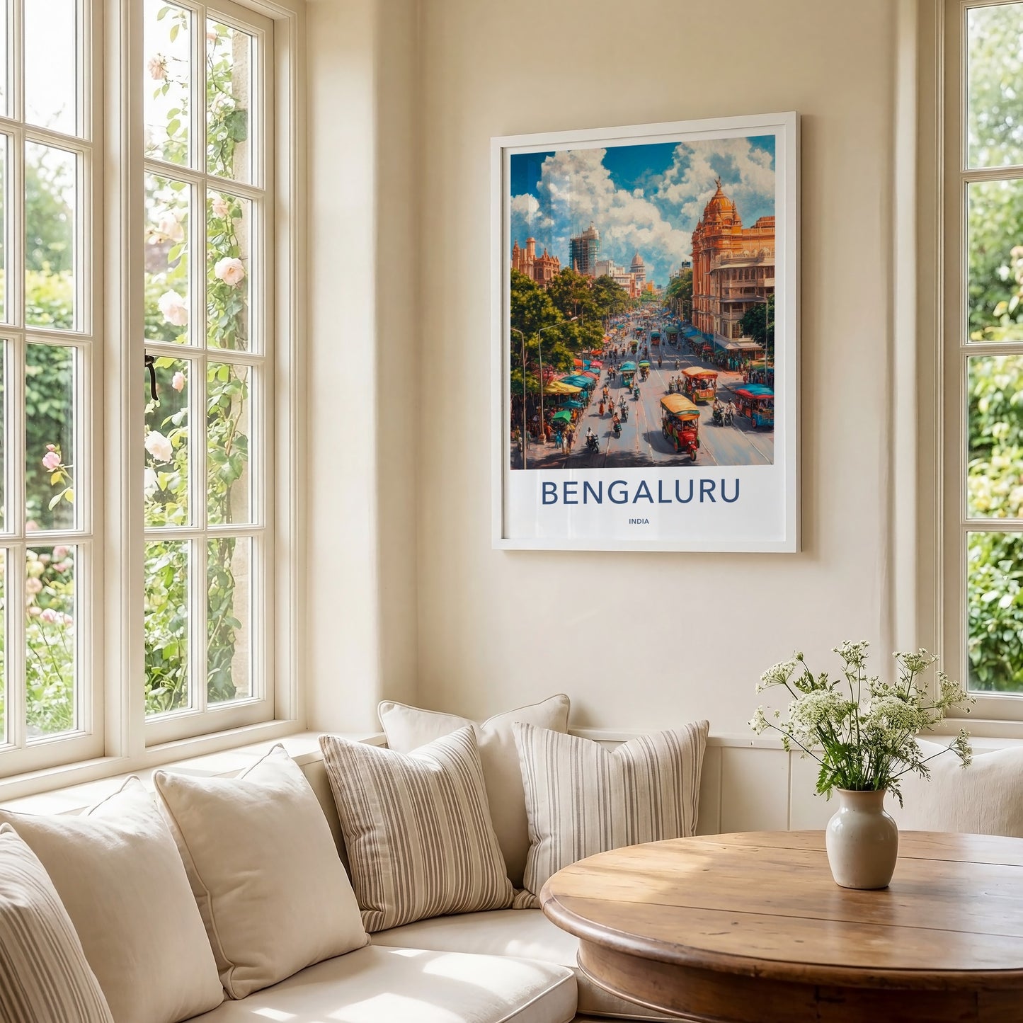 Bengaluru Poster - India Travel Art - Karnataka Vibrant City Life Home Decor