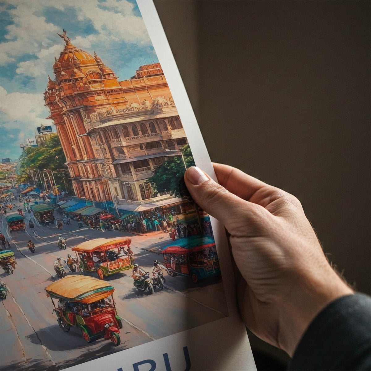 Bengaluru Poster - India Travel Art - Karnataka Vibrant City Life Home Decor