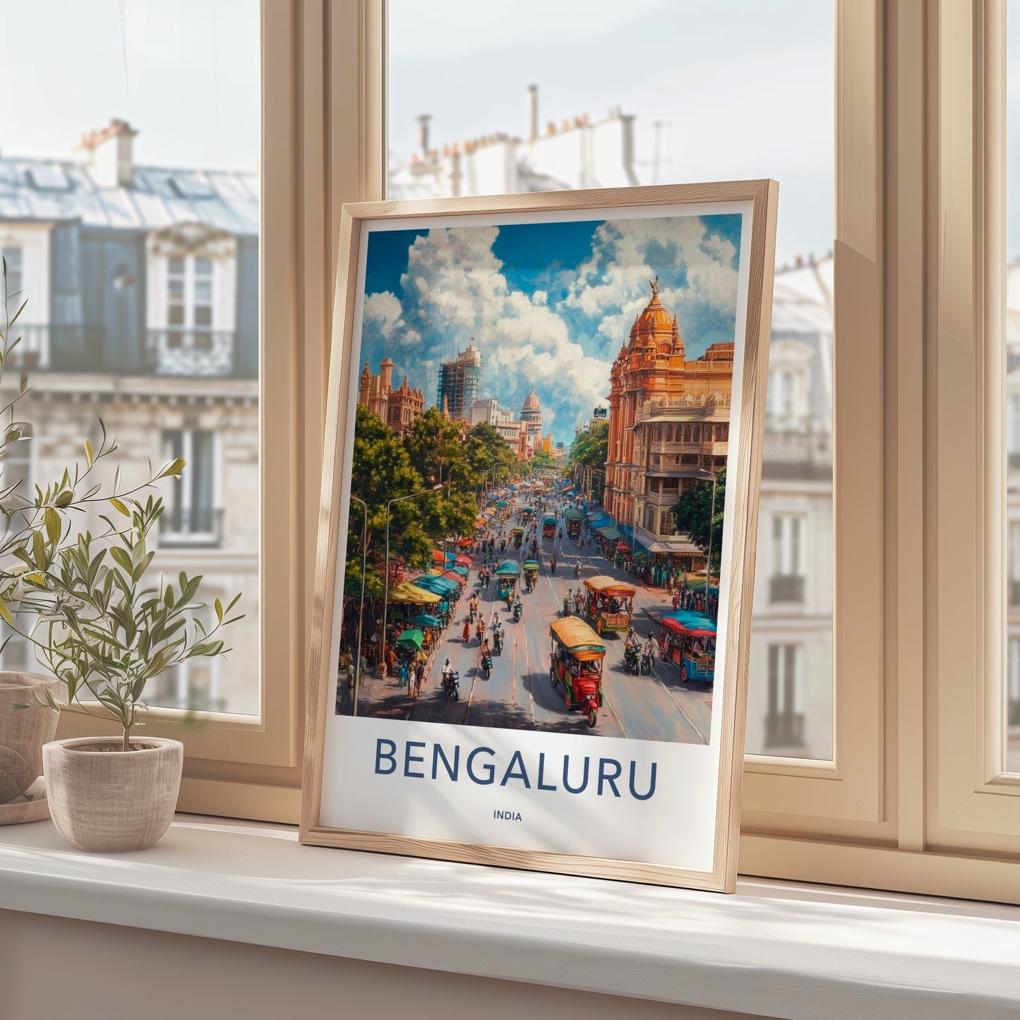 Bengaluru Poster - India Travel Art - Karnataka Vibrant City Life Home Decor