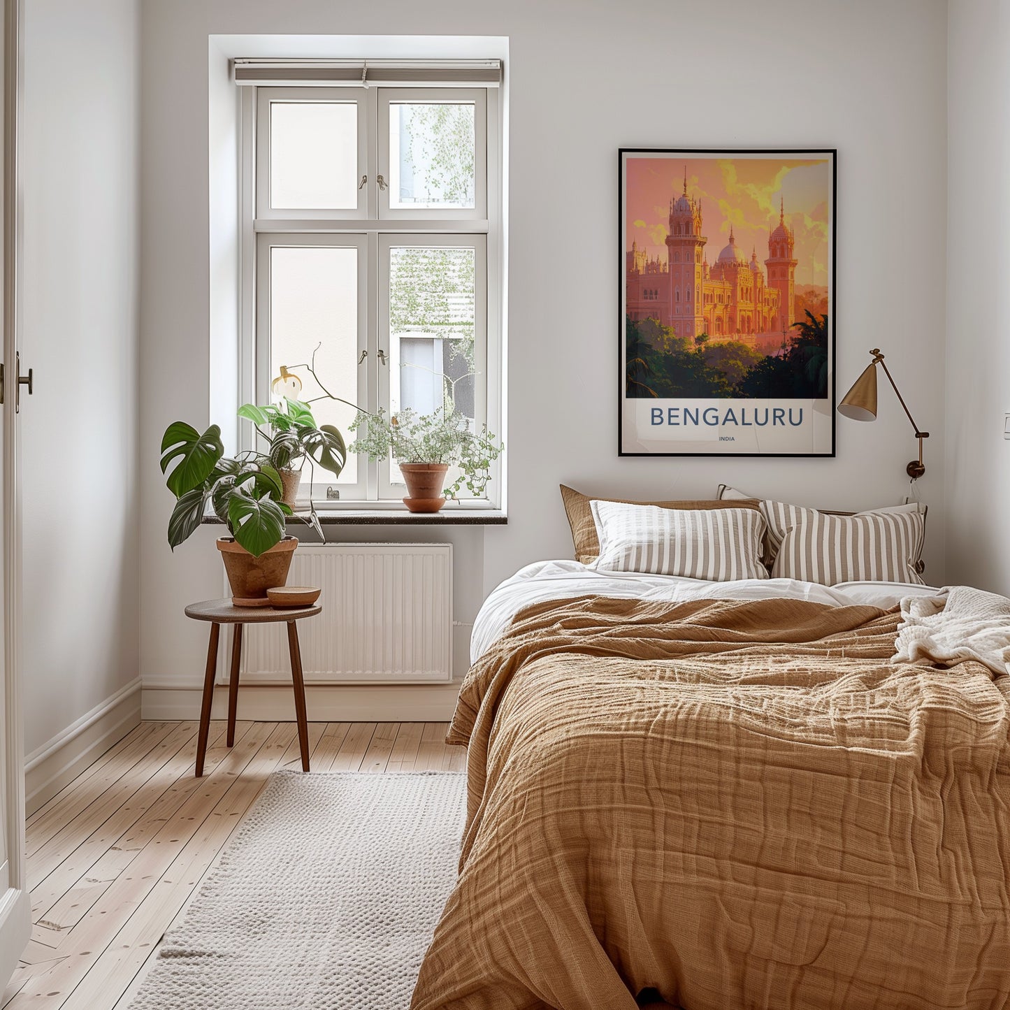 Bengaluru Poster - India Travel Art - Karnataka Vibrant Palace Sunset Wall Decor