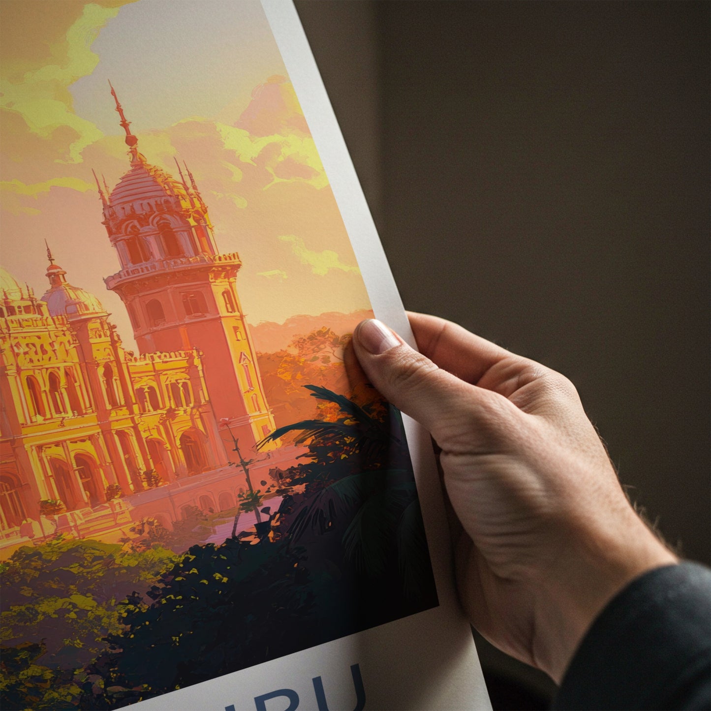 Bengaluru Poster - India Travel Art - Karnataka Vibrant Palace Sunset Wall Decor