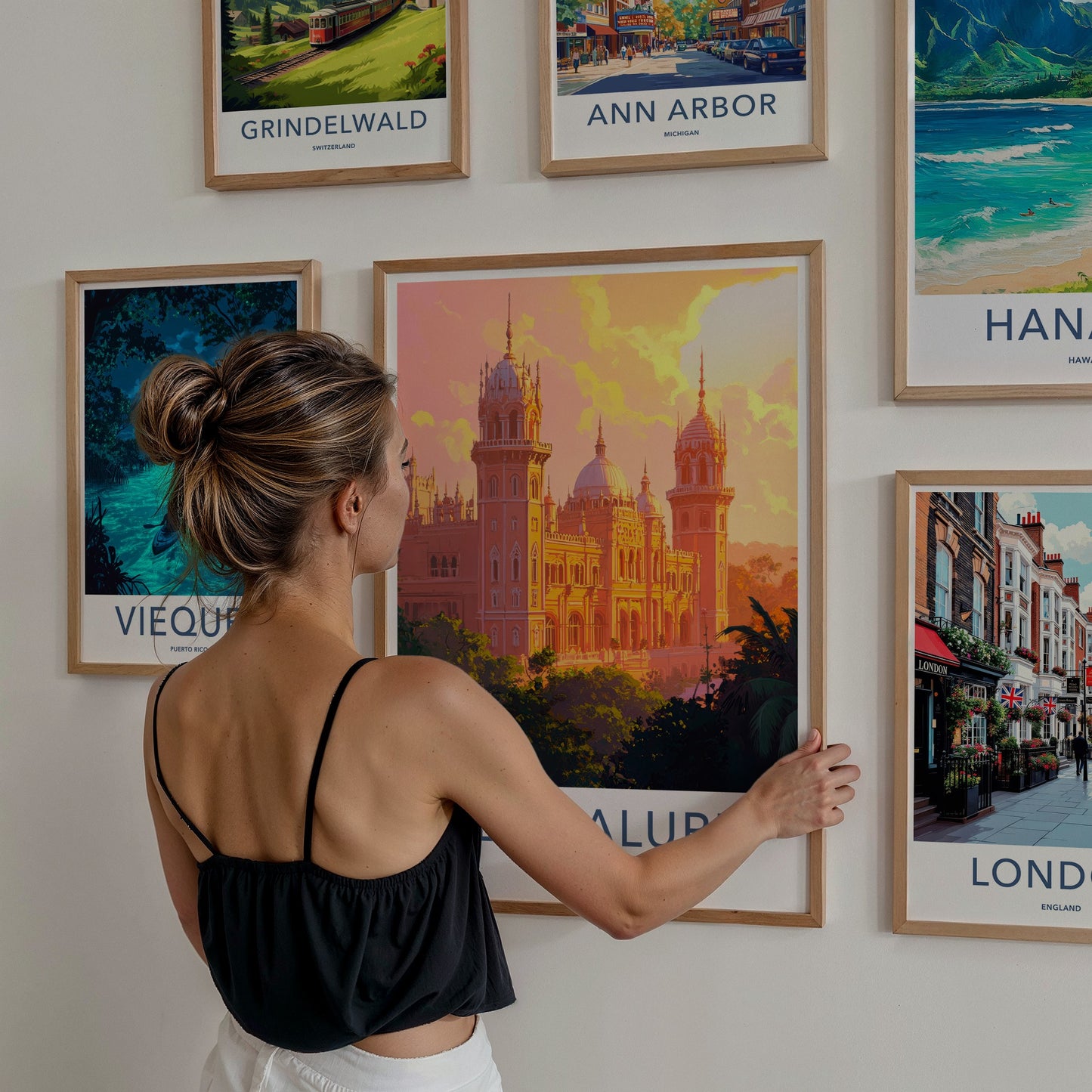 Bengaluru Poster - India Travel Art - Karnataka Vibrant Palace Sunset Wall Decor
