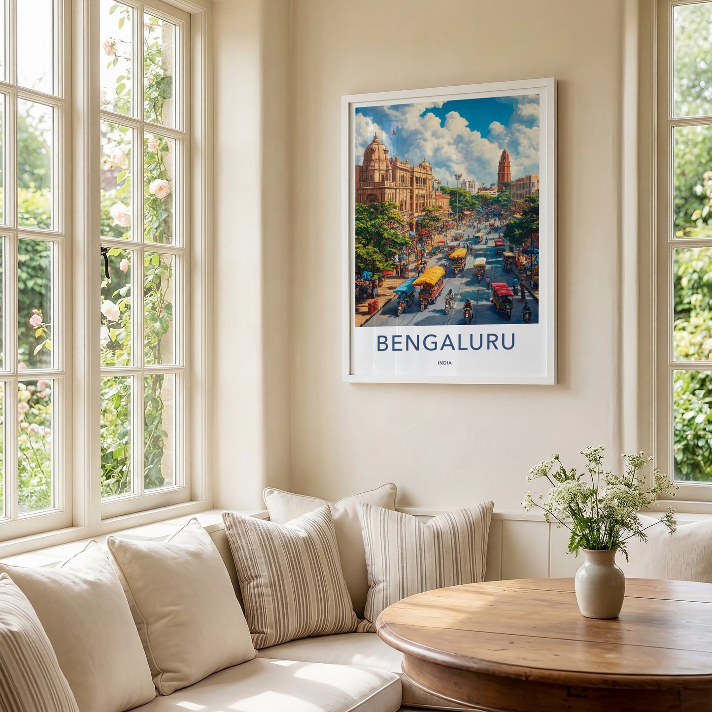 Bengaluru Poster - India Travel Art - Karnataka Vibrant Urban Scene Home Decor