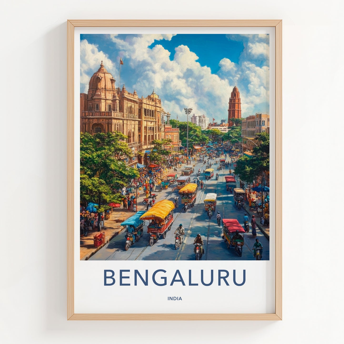 Bengaluru Poster - India Travel Art - Karnataka Vibrant Urban Scene Home Decor