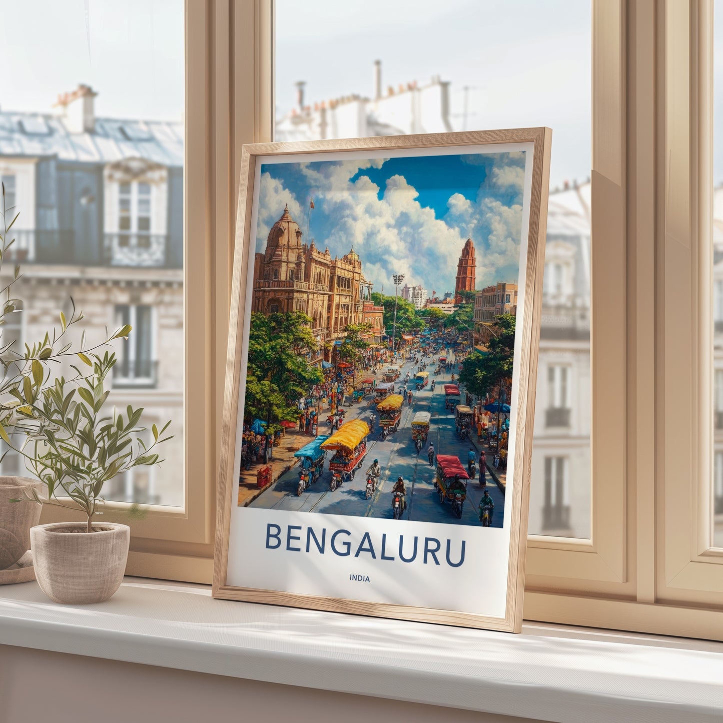 Bengaluru Poster - India Travel Art - Karnataka Vibrant Urban Scene Home Decor