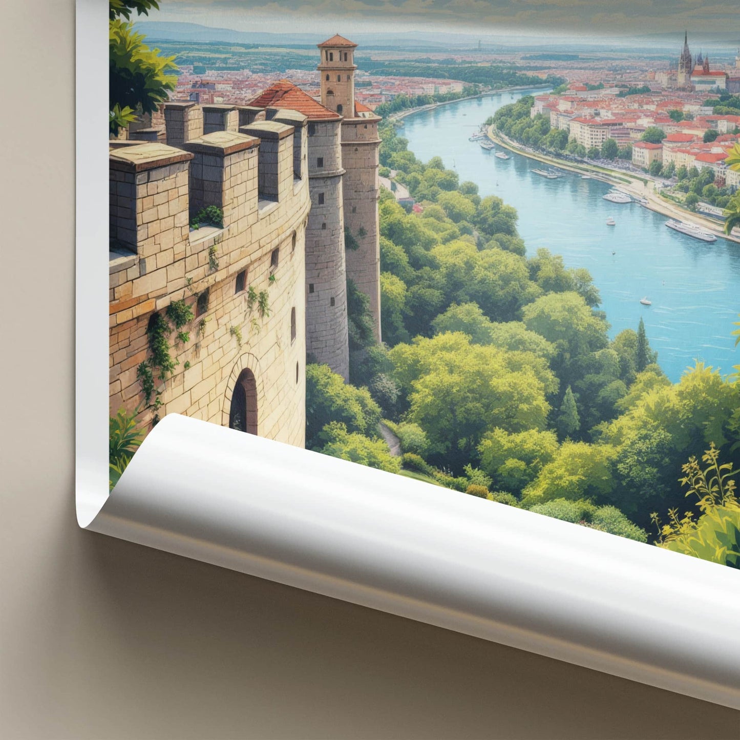 Beogard Poster - Serbia Travel Print - Fortress River Cityscape Home Decor