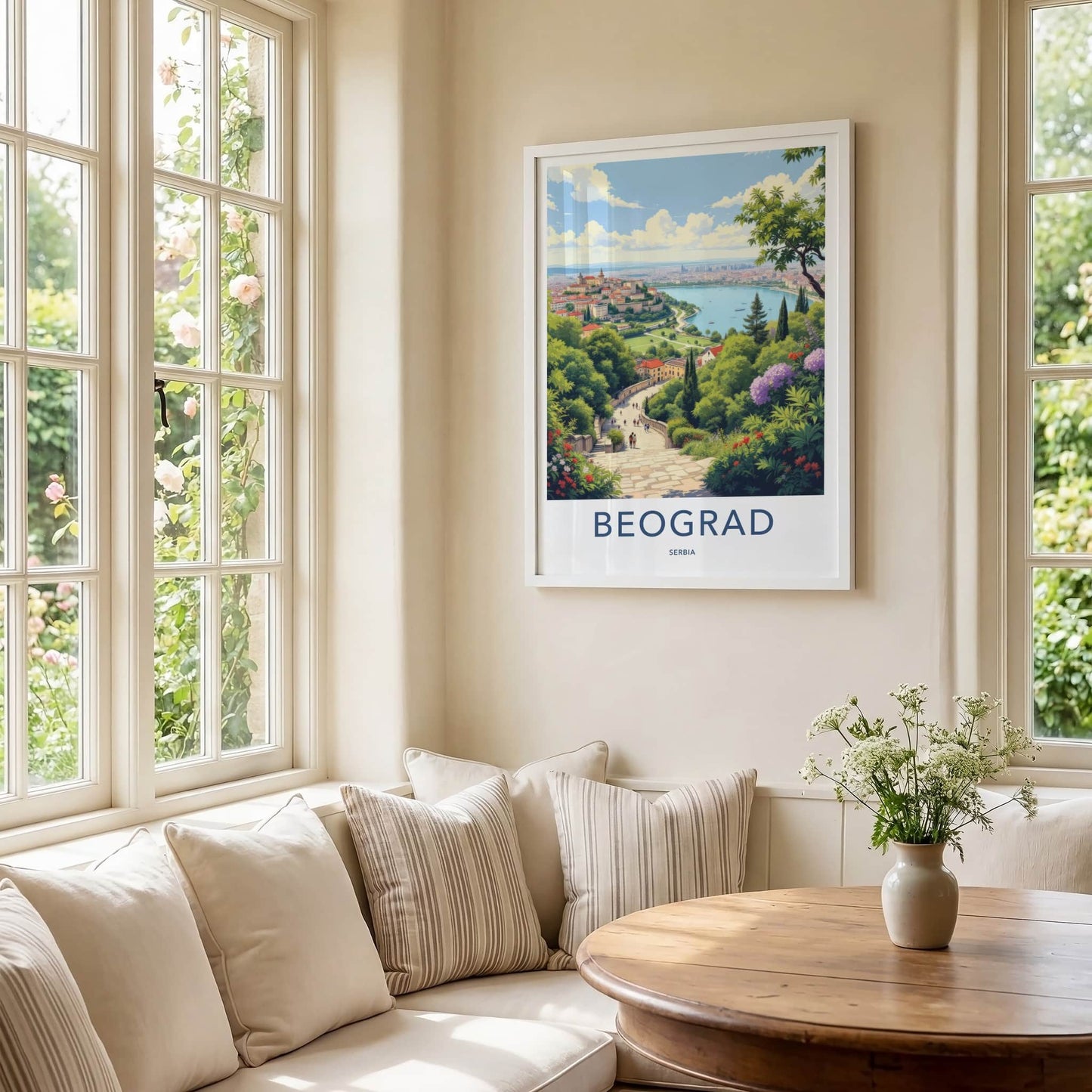 Beograd Poster - Serbia Travel Art - Historic City River View Home Decor