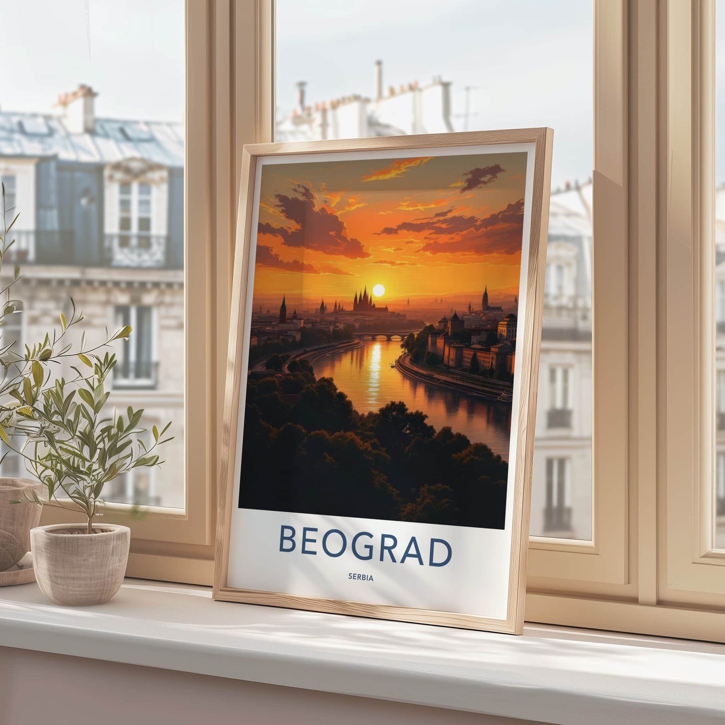 Beograd Poster - Serbia Travel Art - Vibrant City Sunset Wall Decor