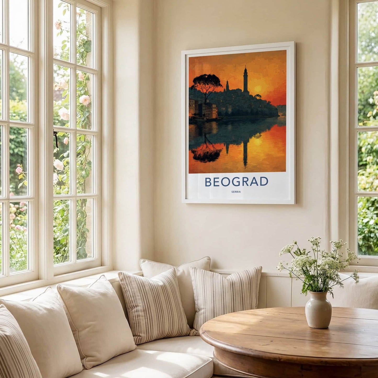 Beograd Poster - Serbia Wall Art - Sunset River City Home Decor