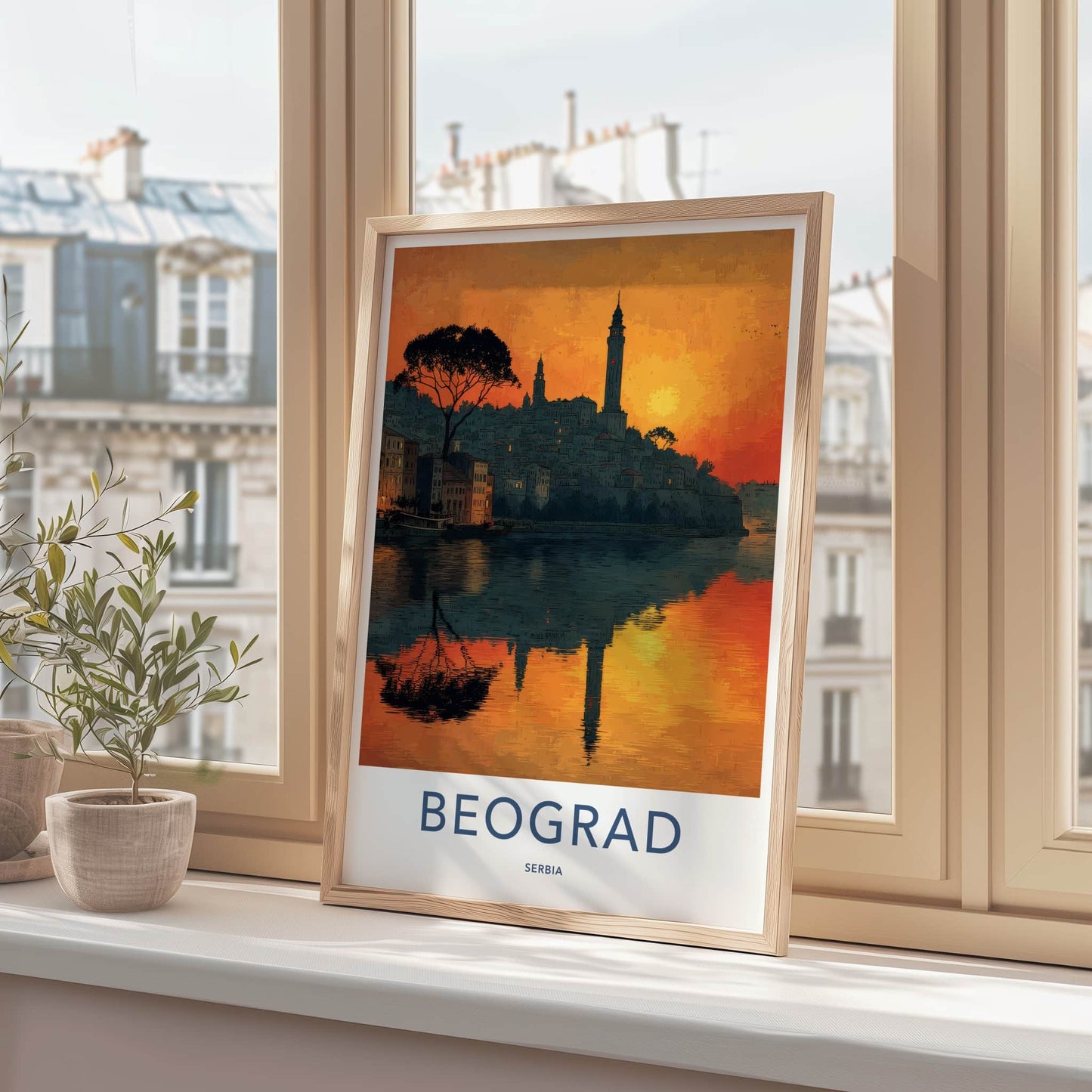 Beograd Poster - Serbia Wall Art - Sunset River City Home Decor