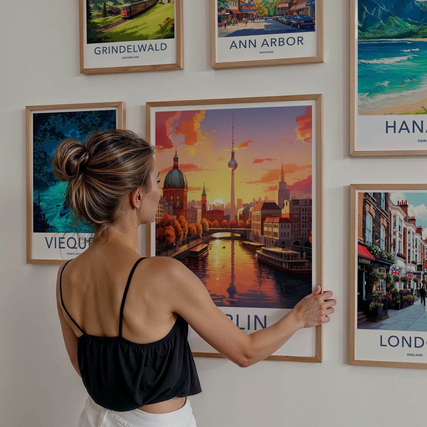 Berlin Poster - Germany Framed Art - City Skyline Sunset Wall Decor