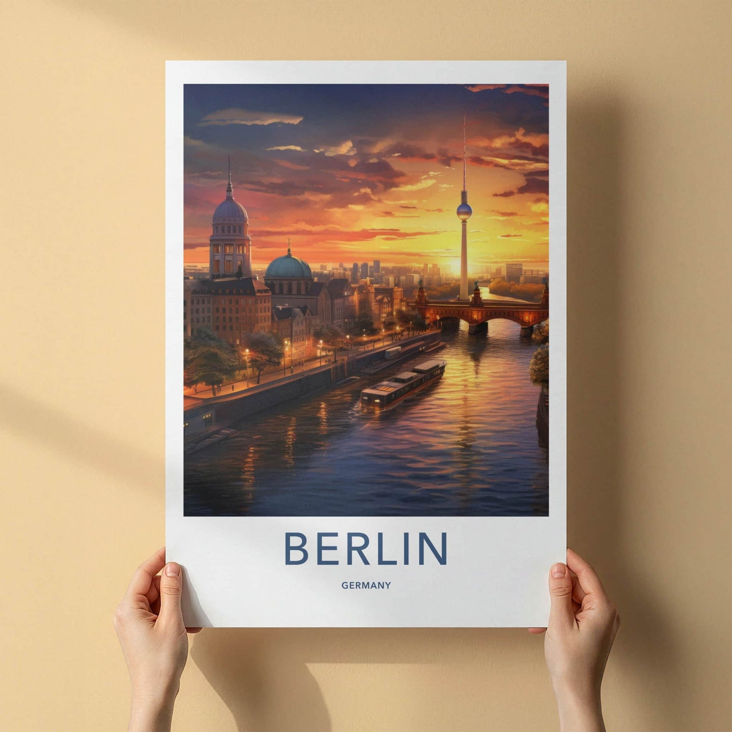 Berlin Poster - Germany Framed Print - Urban Sunset Glow Lounge Decor