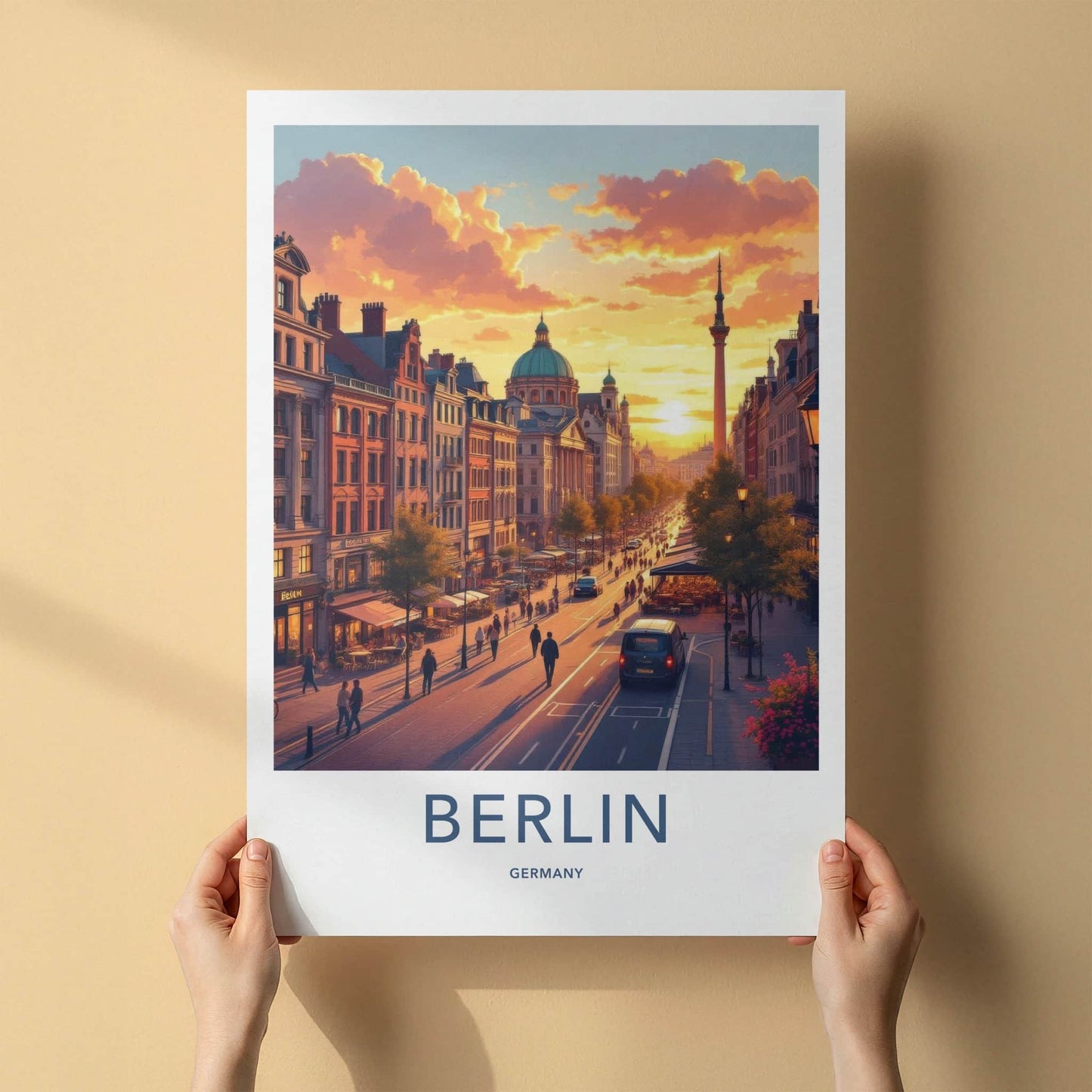 Berlin Poster - Germany Travel Art - Historic City Sunset Home Decor