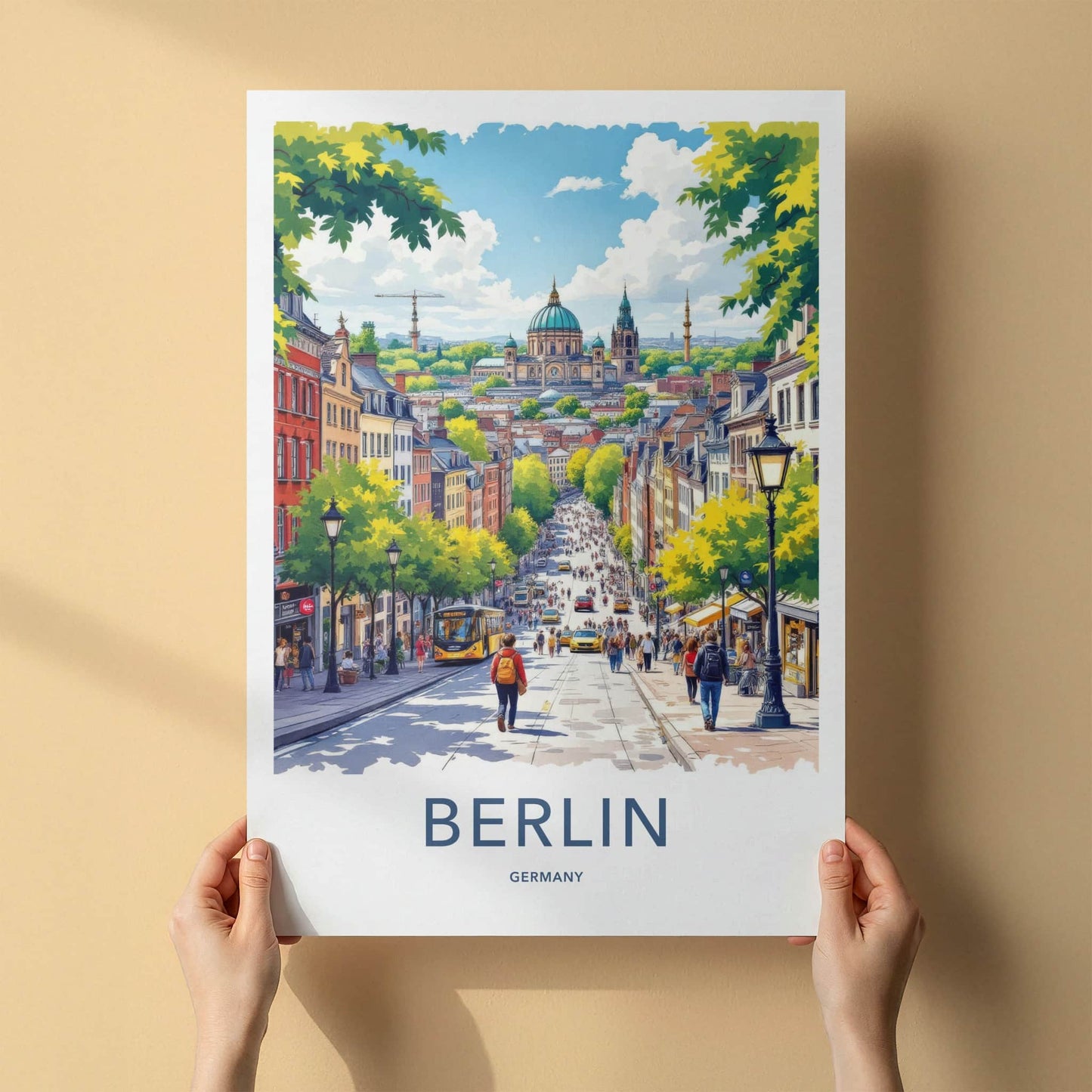 Berlin Poster - Germany Travel Art - Lively Cityscape Street Home Decor