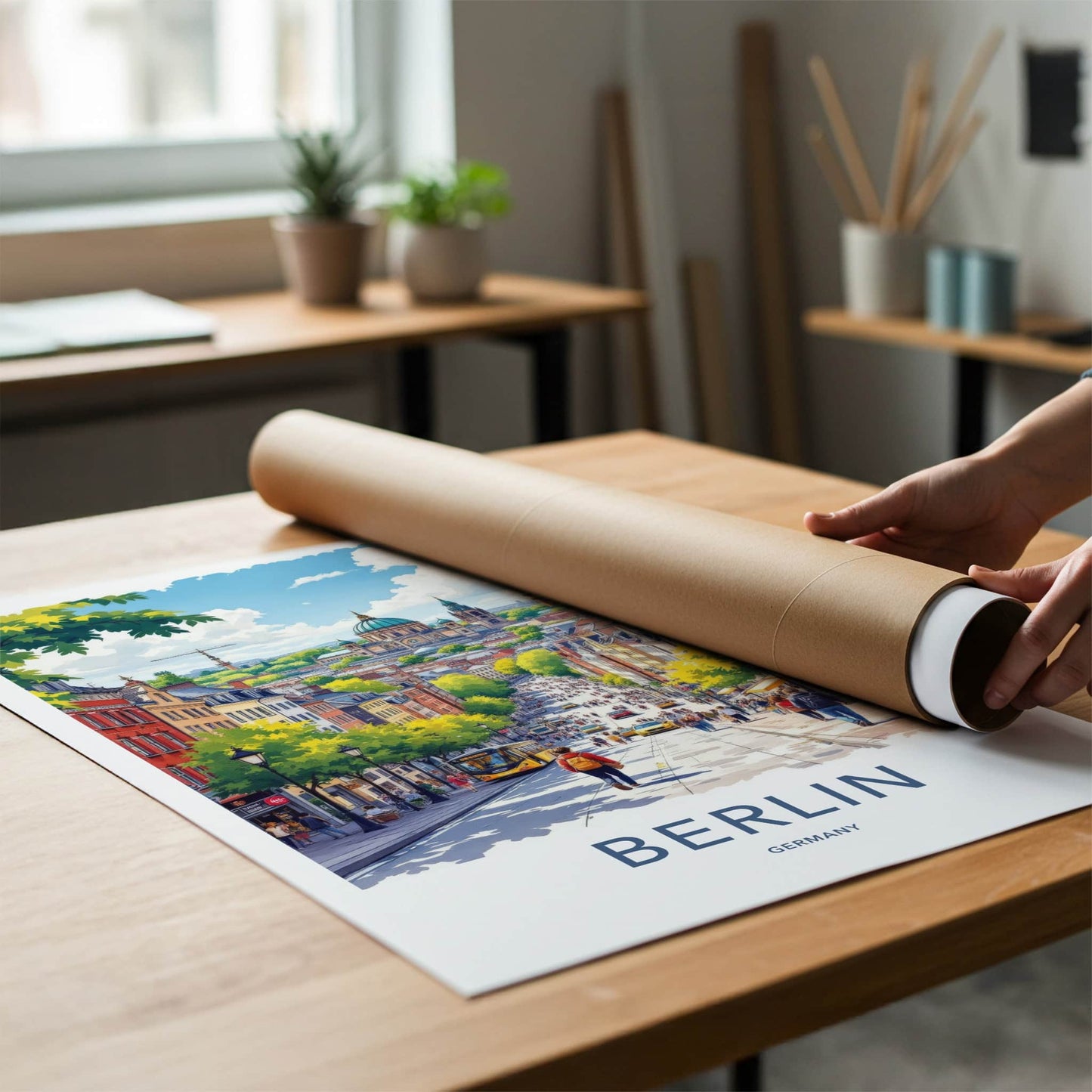 Berlin Poster - Germany Travel Art - Lively Cityscape Street Home Decor