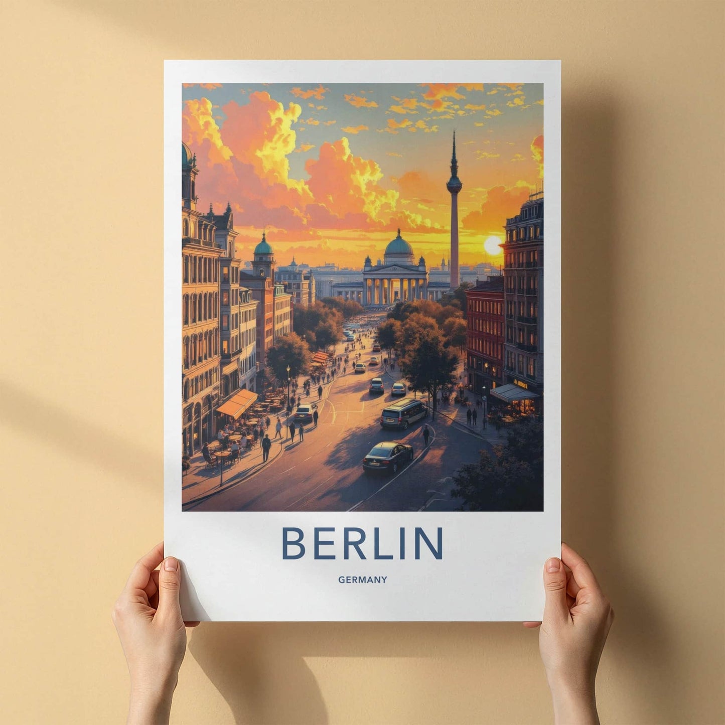 Berlin Poster - Germany Travel Print - Historic Buildings Sunset Wall Decor