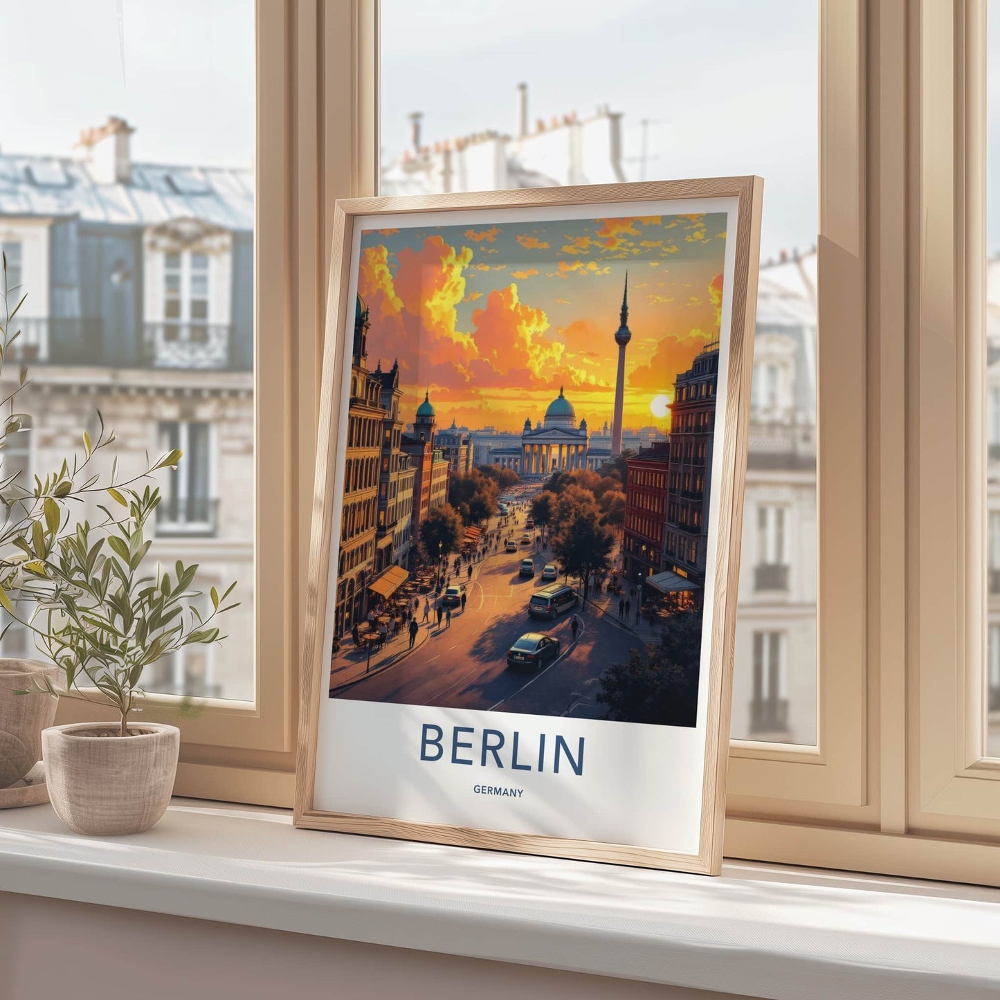 Berlin Poster - Germany Travel Print - Historic Buildings Sunset Wall Decor