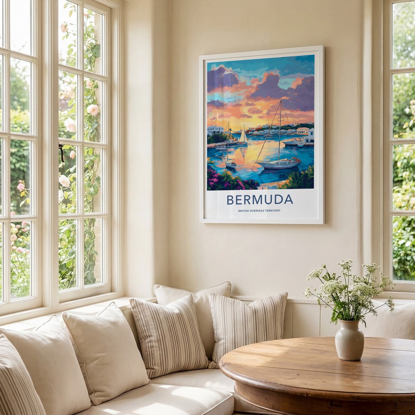Bermuda Poster - Tropical Travel Art - Vibrant Sunset Marina Home Decor