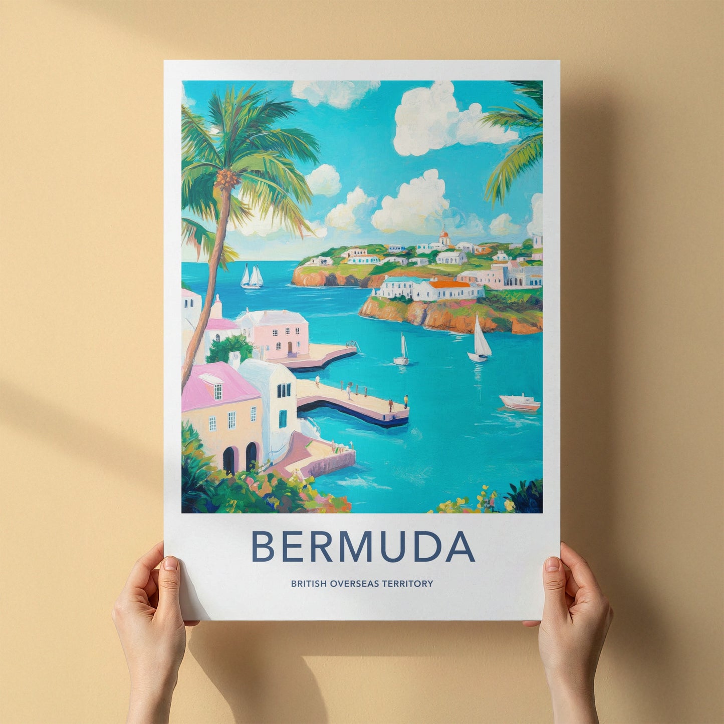 Bermuda Poster - United Kingdom Travel Art - Tropical Harbor View Wall Decor