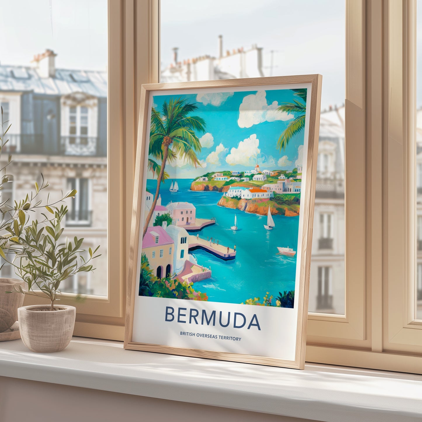 Bermuda Poster - United Kingdom Travel Art - Tropical Harbor View Wall Decor
