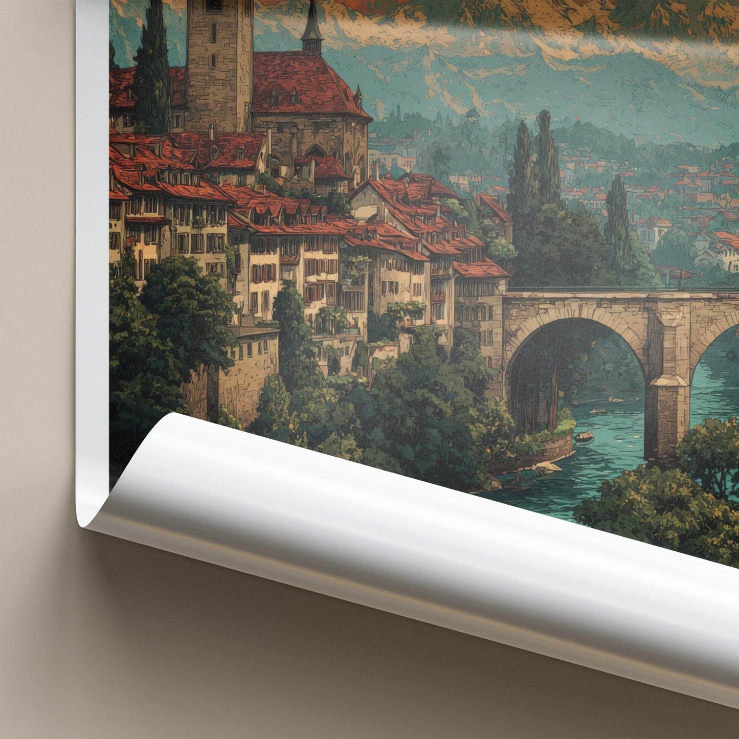 Bern Poster - Swiss Travel Art - Moonlit City Decor