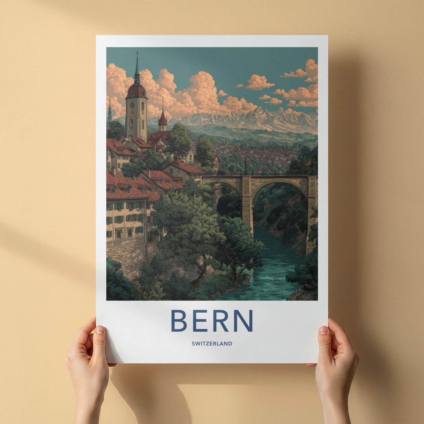 Bern Poster - Switzerland Framed Art - Alpine River City Wall Decor