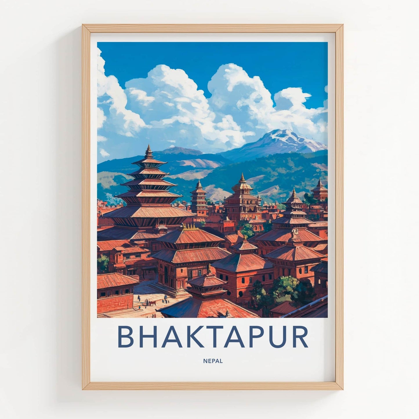 Bhaktapur Poster - Nepal Travel Art - Ancient Temple Town Home Decor