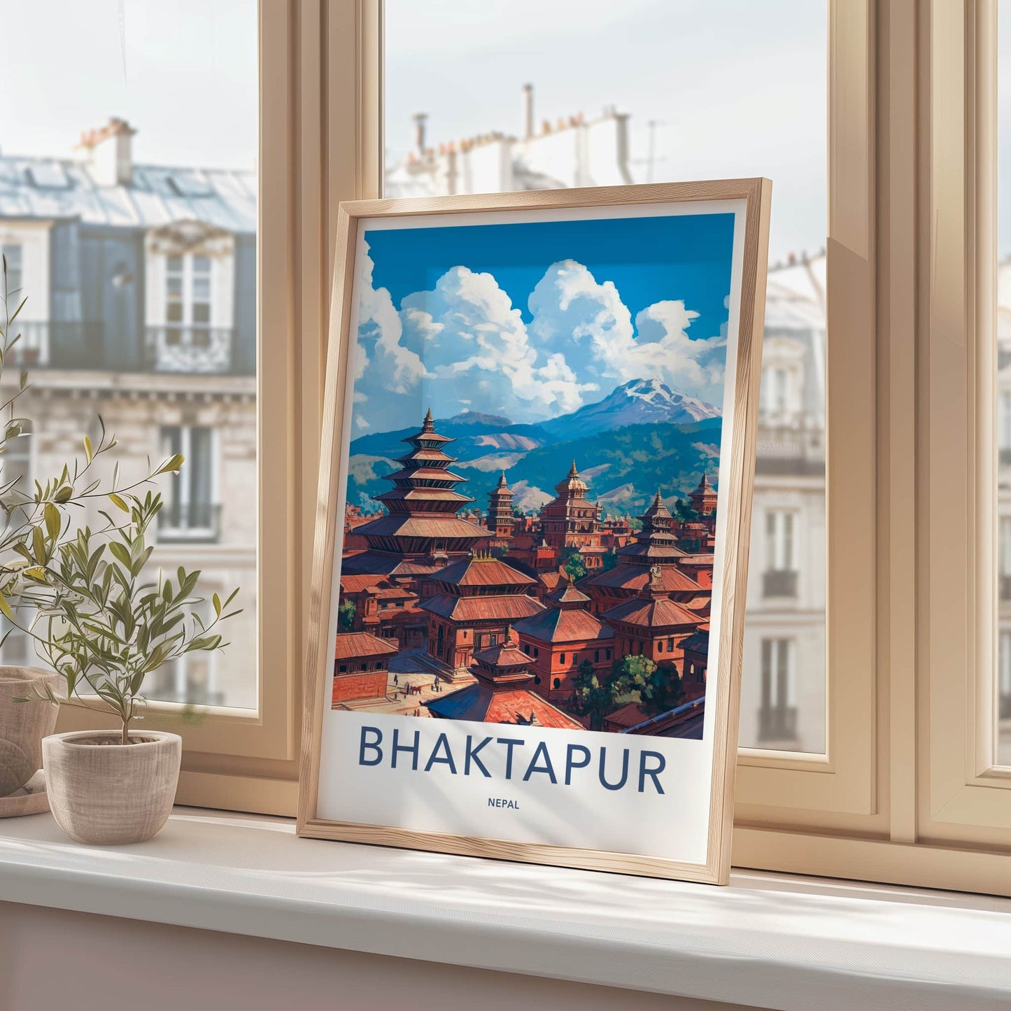Bhaktapur Poster - Nepal Travel Art - Ancient Temple Town Home Decor
