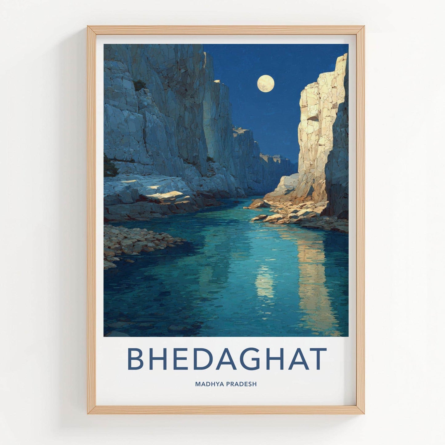 Bhedaghat Poster - India Art Print - Madhya Pradesh Moon Gorge Wall Decor