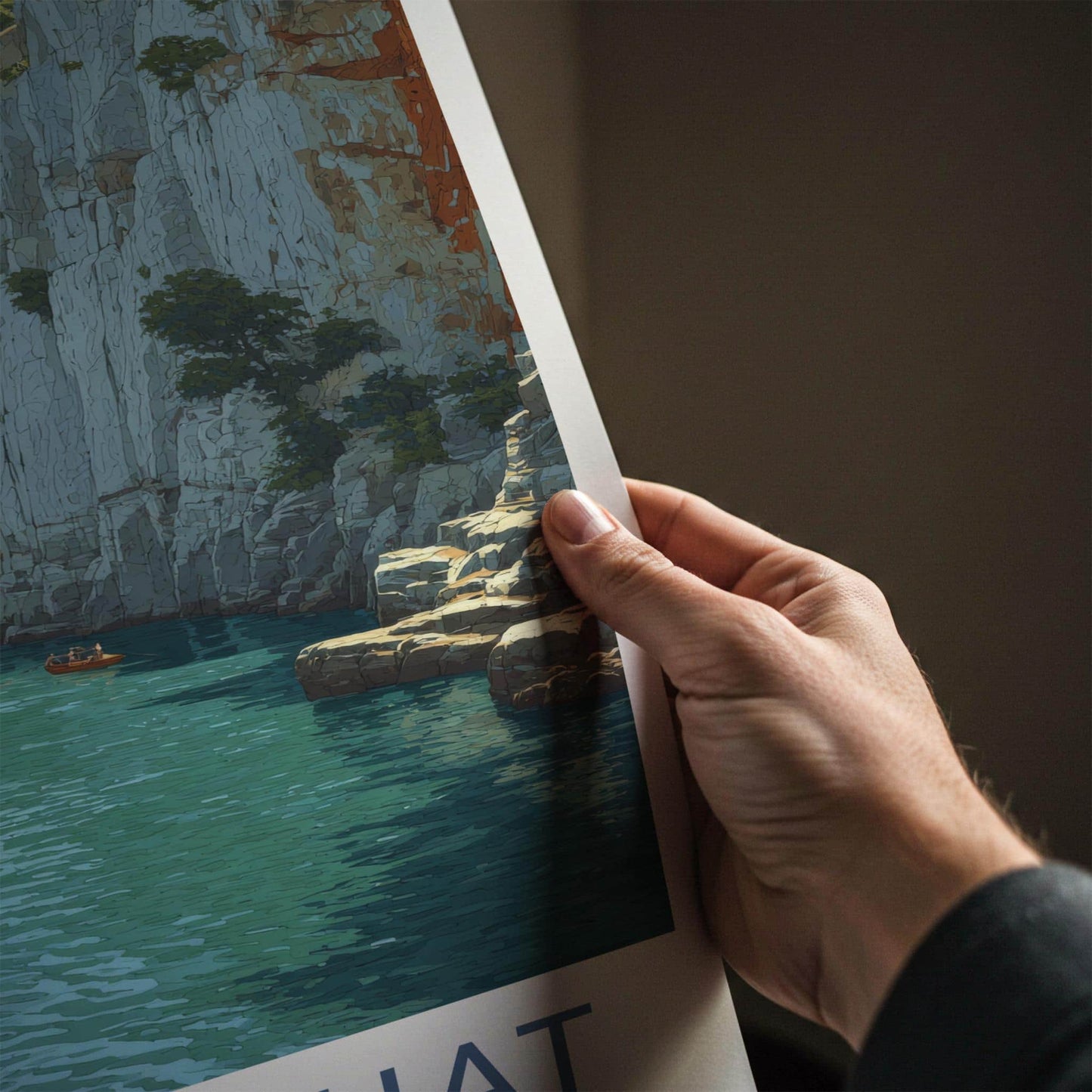 Bhedaghat Poster - India Travel Art - Madhya Pradesh Marble Gorge Wall Decor