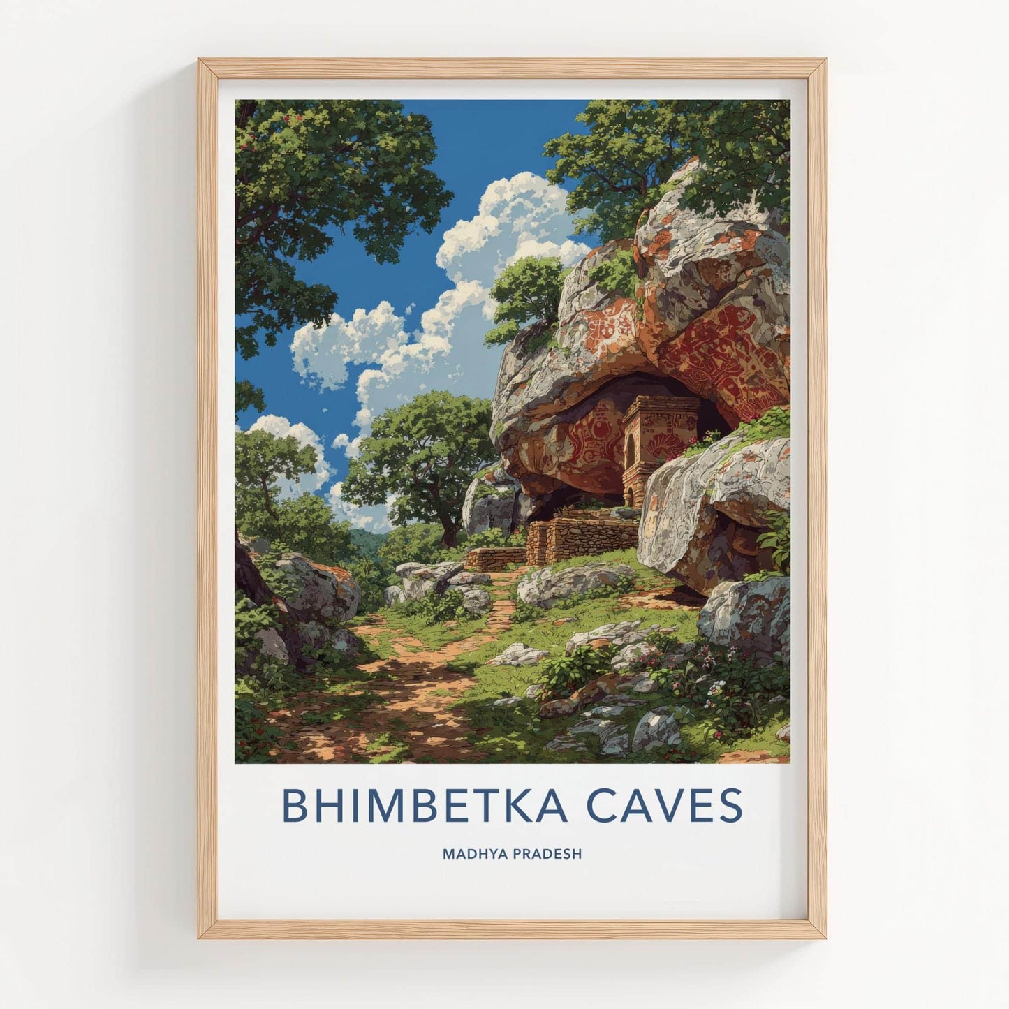 Bhimbetka Caves Poster - India Art Print - Madhya Pradesh Cave Art Home Decor
