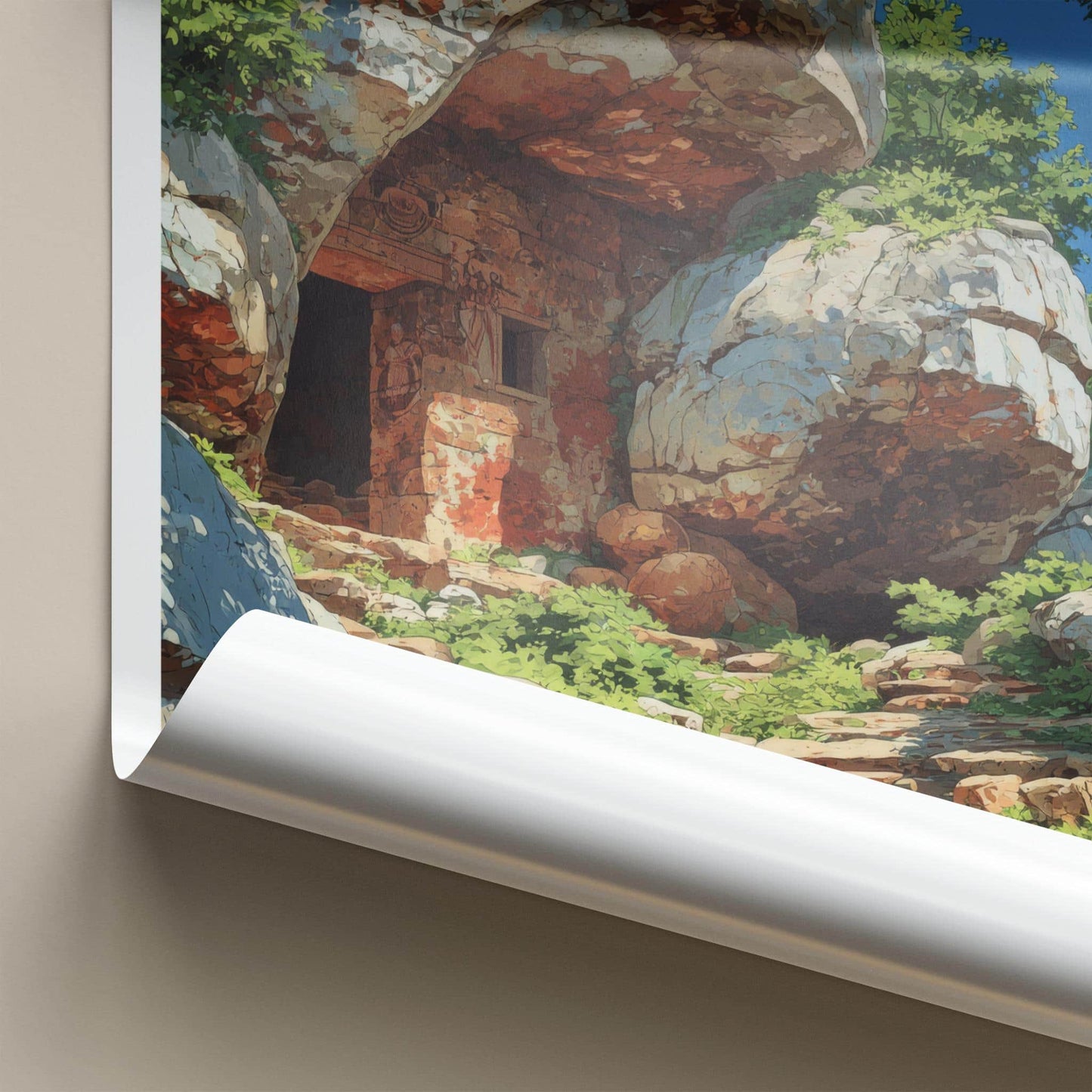 Bhimbetka Poster - India Travel Art - Madhya Pradesh Ancient Caves Entrance Home Decor