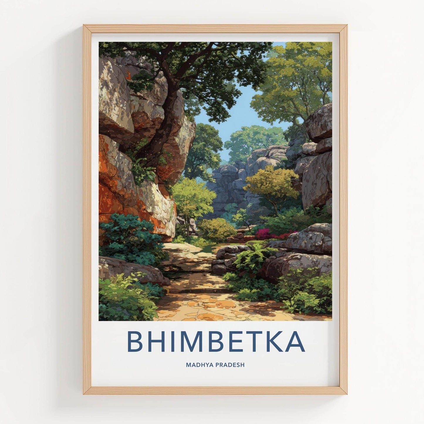 Bhimbetka Poster - India Travel Art - Madhya Pradesh Ancient Forest Path Home Decor